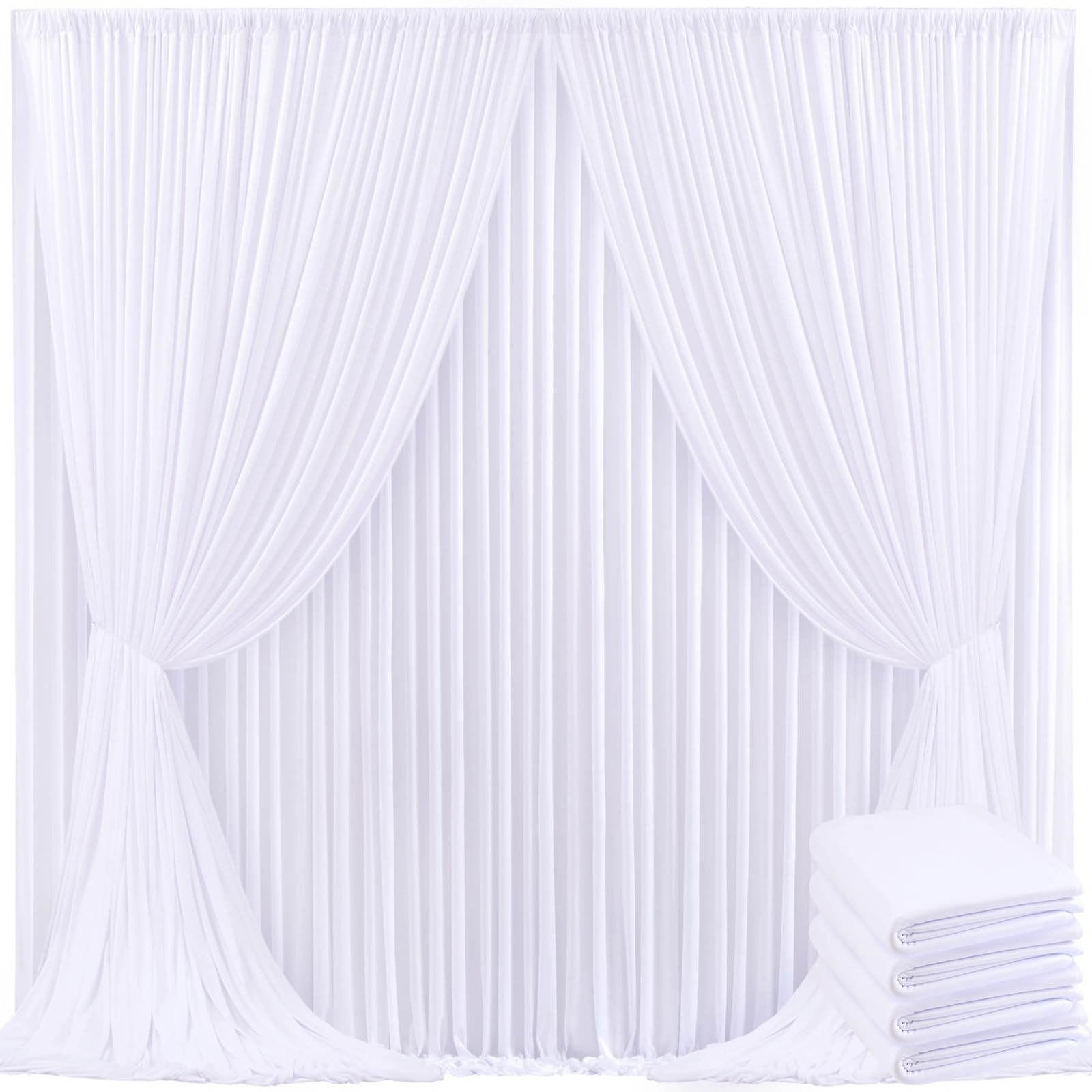 20ft x 10ft Wrinkle Free White Wedding Backdrop Curtains for Party Bridal Sho…