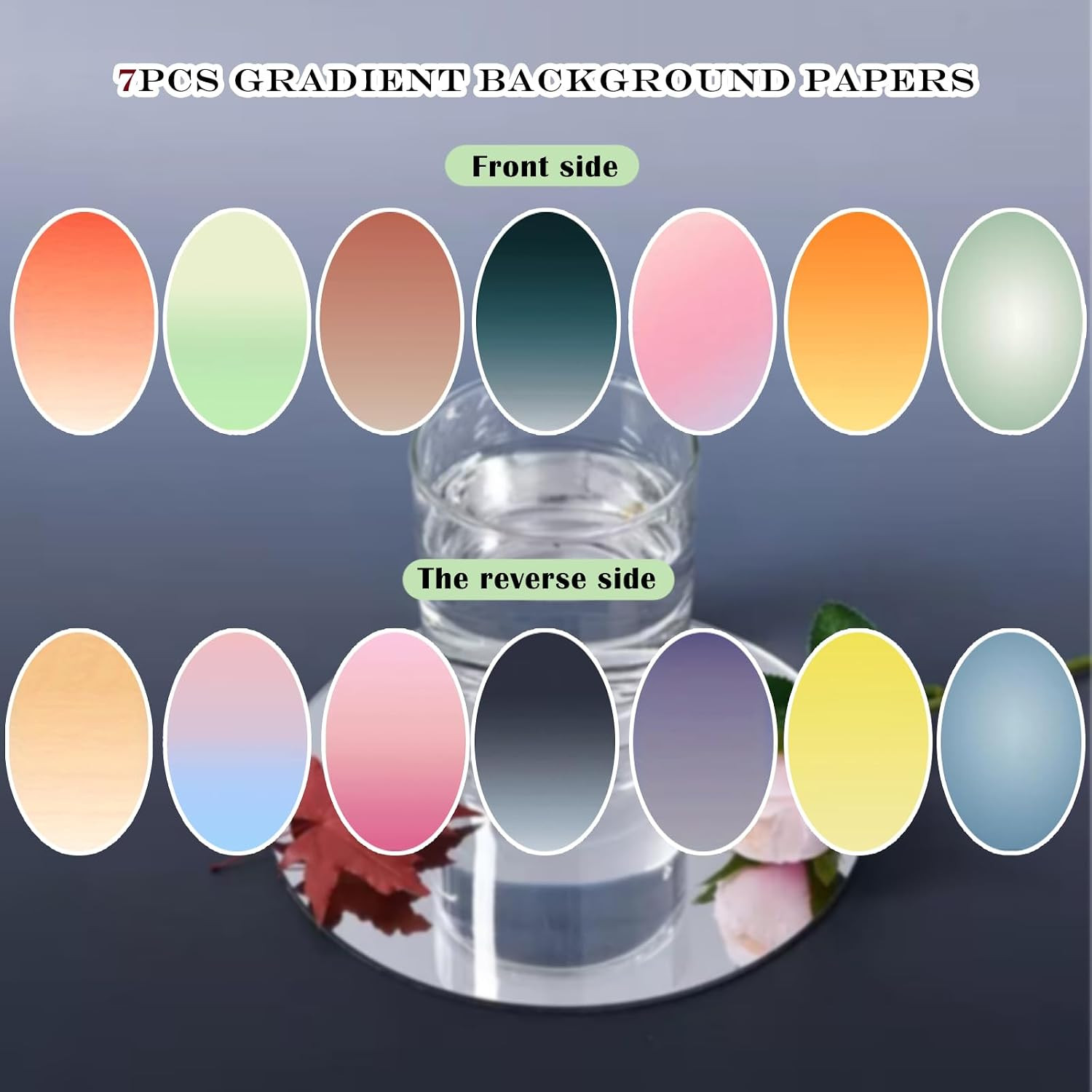 7PCS 14Patterns Photo Backdrop Gradient Paper with Stand: Flat Lay Seamless
