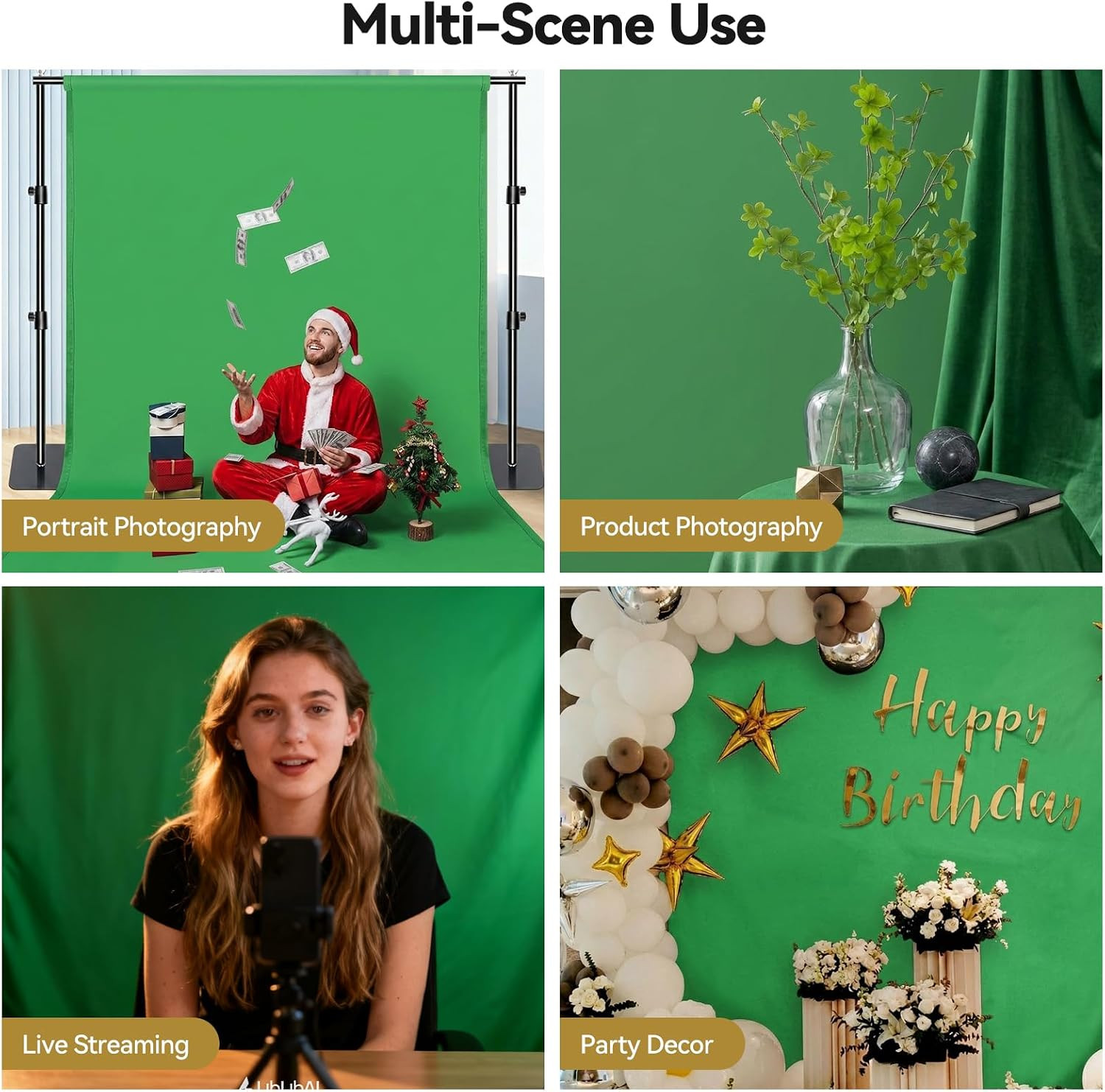 5X6.5 Ft Green Screen Backdrop, Thickened Photography Chroma Key