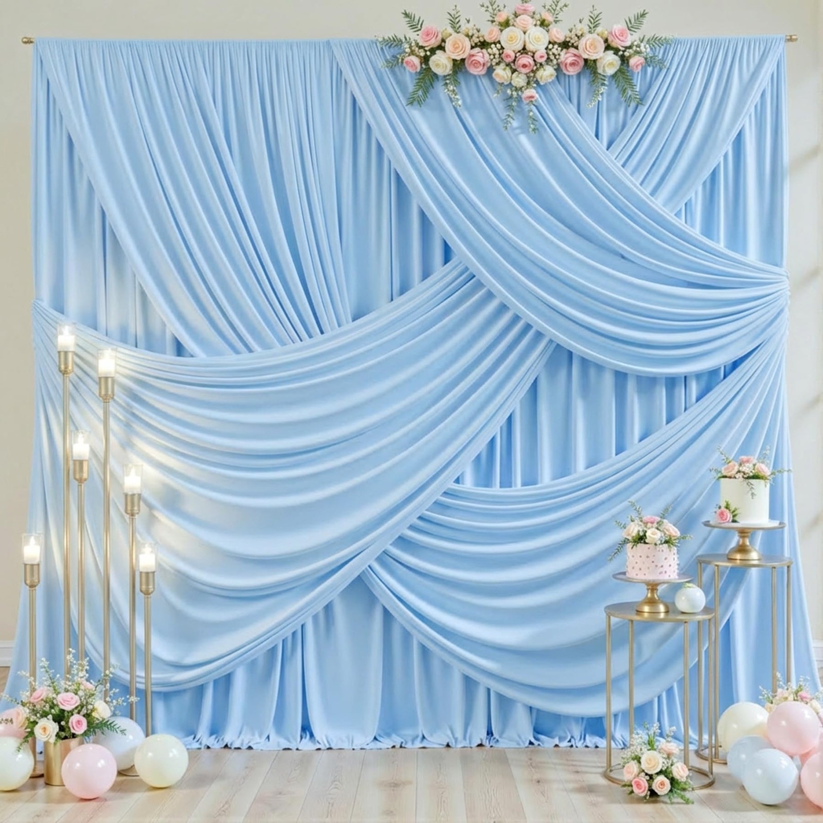 20ft x 10ft Free Baby Blue Wedding Backdrop Curtains for Party Bridal Shower …