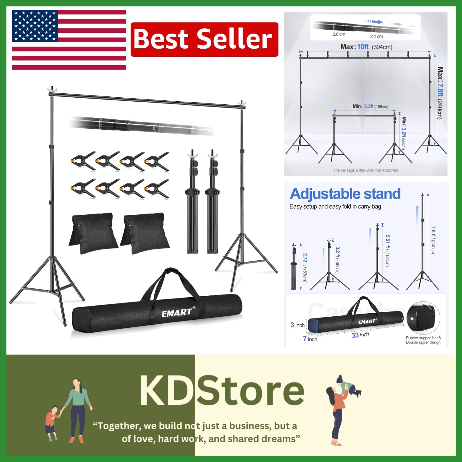 Professional Grade 10×7.8ft Backdrop Support Stand for Events & Weddings