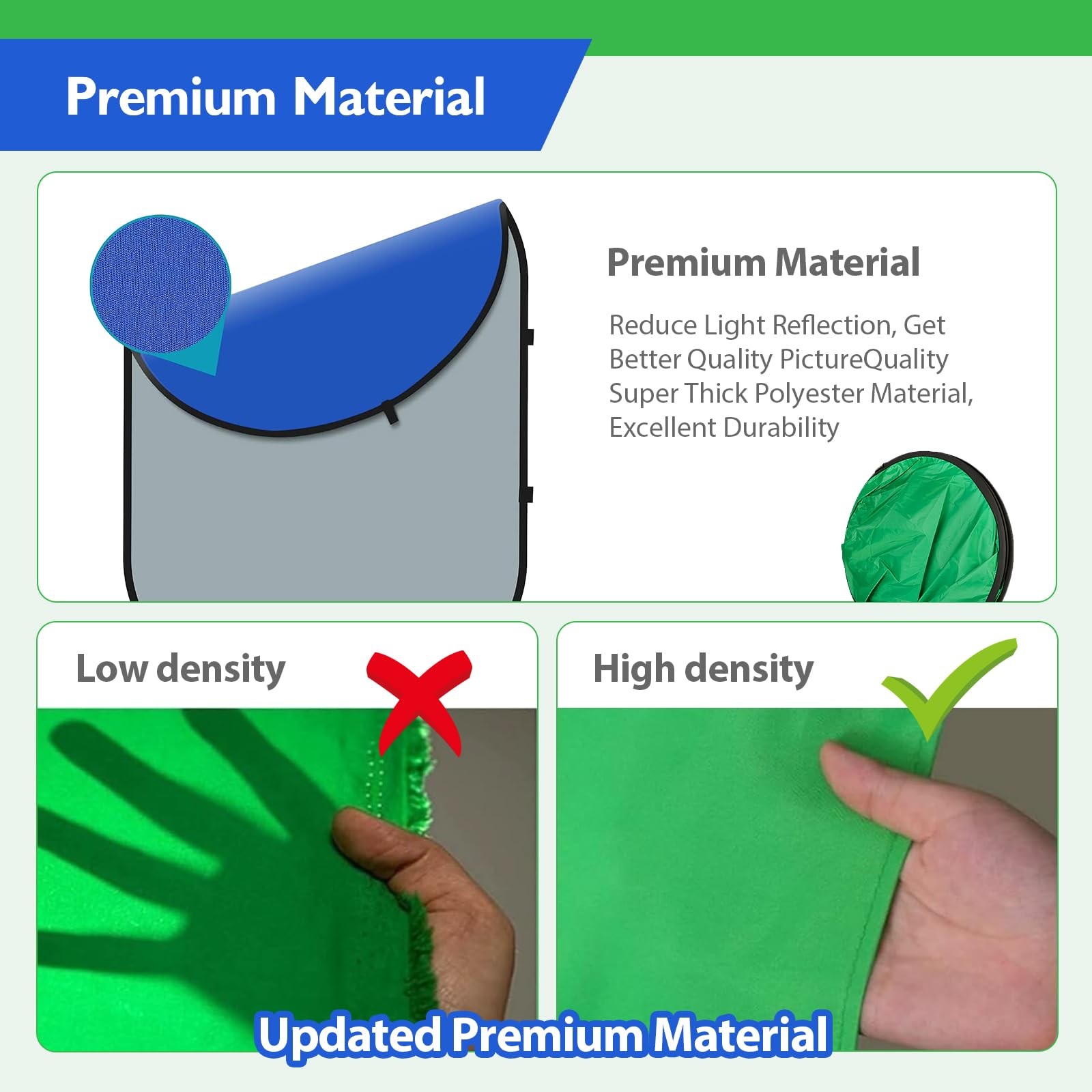 Portable Green Screen Backdrop with Stand,Foldable 5x7ft Chromakey Blue&Green…
