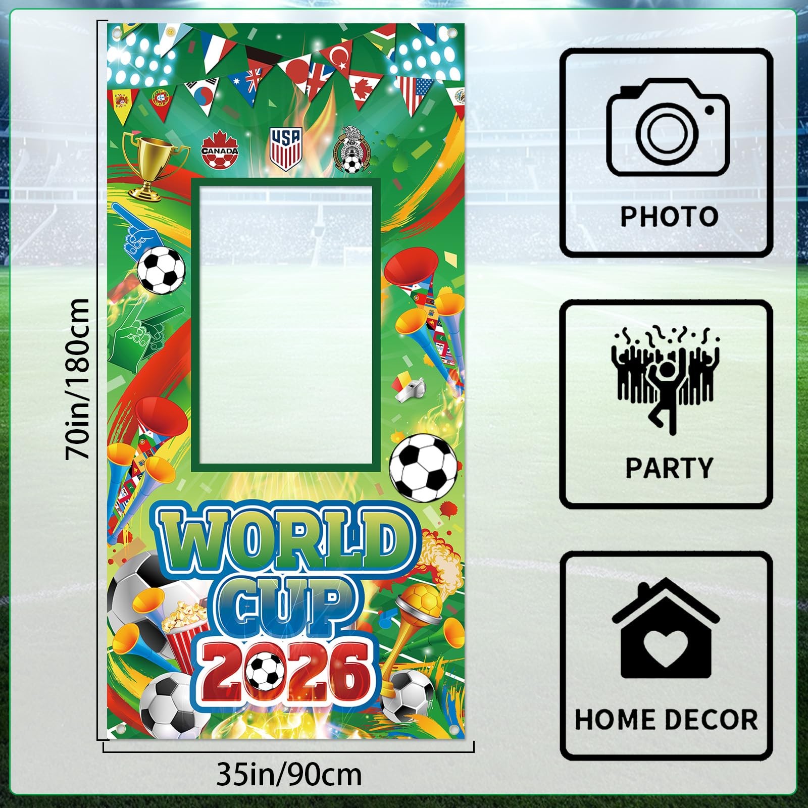 World Cup Decorations Photo Banner Backdrop 71×35 Inches Soccer Party Photo B,