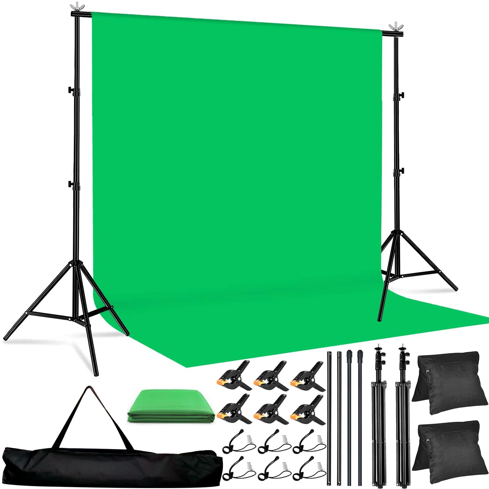 Green Screen Backdrop Kit 10×6.6ft with Tripod Stand, Chroma Key Background S…