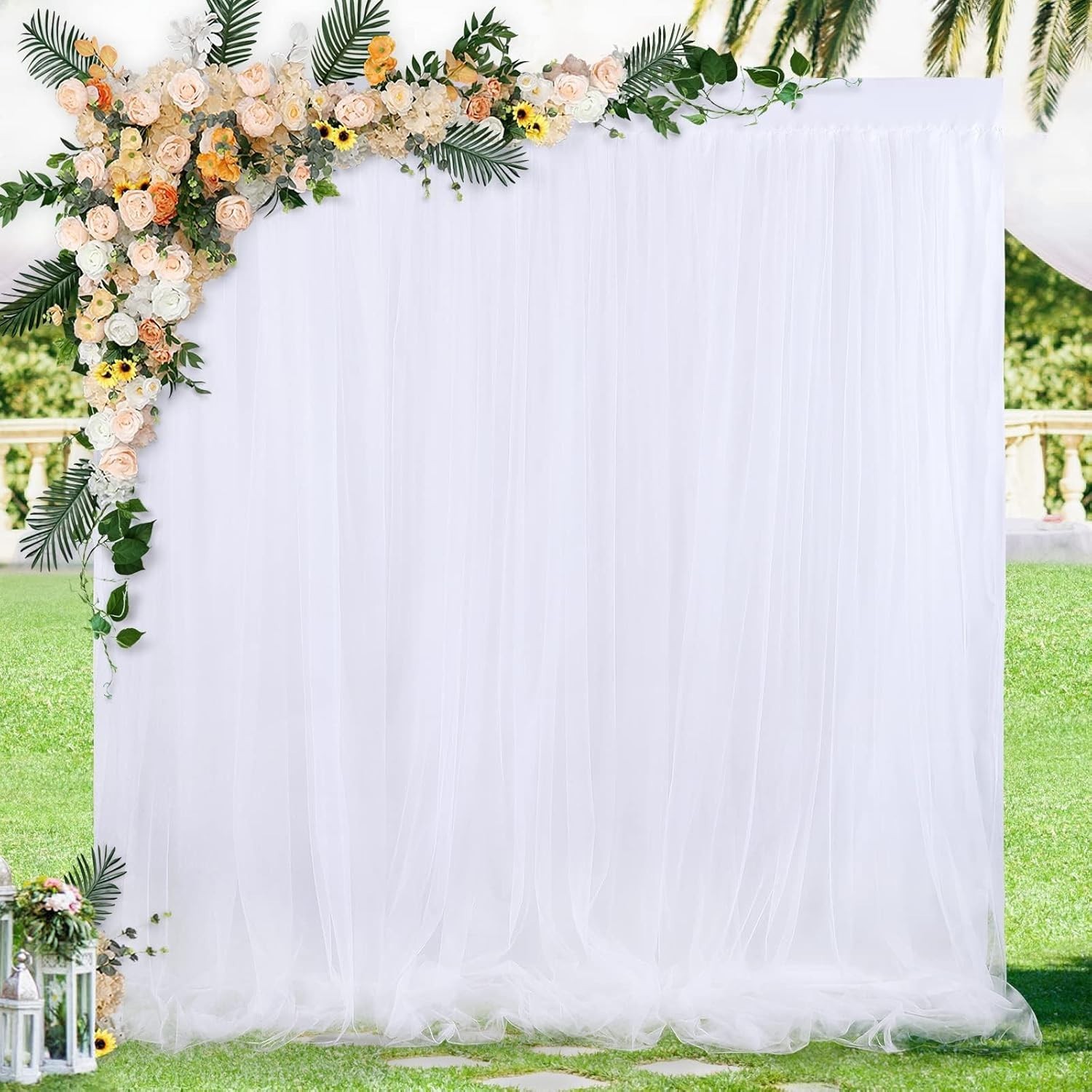 5x7FT Wedding Tulle Backdrop Curtain White for Photography Party Ceremony