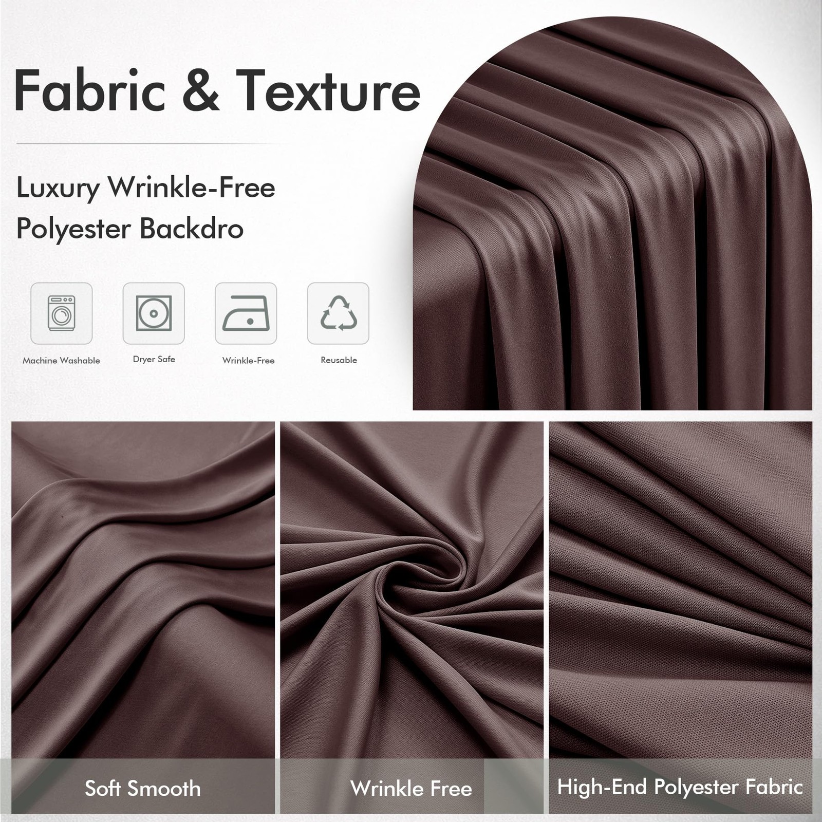 50ftx12ft Wrinkle Free Brown Backdrop (W)5ft x (H)12ft (10 Panel),