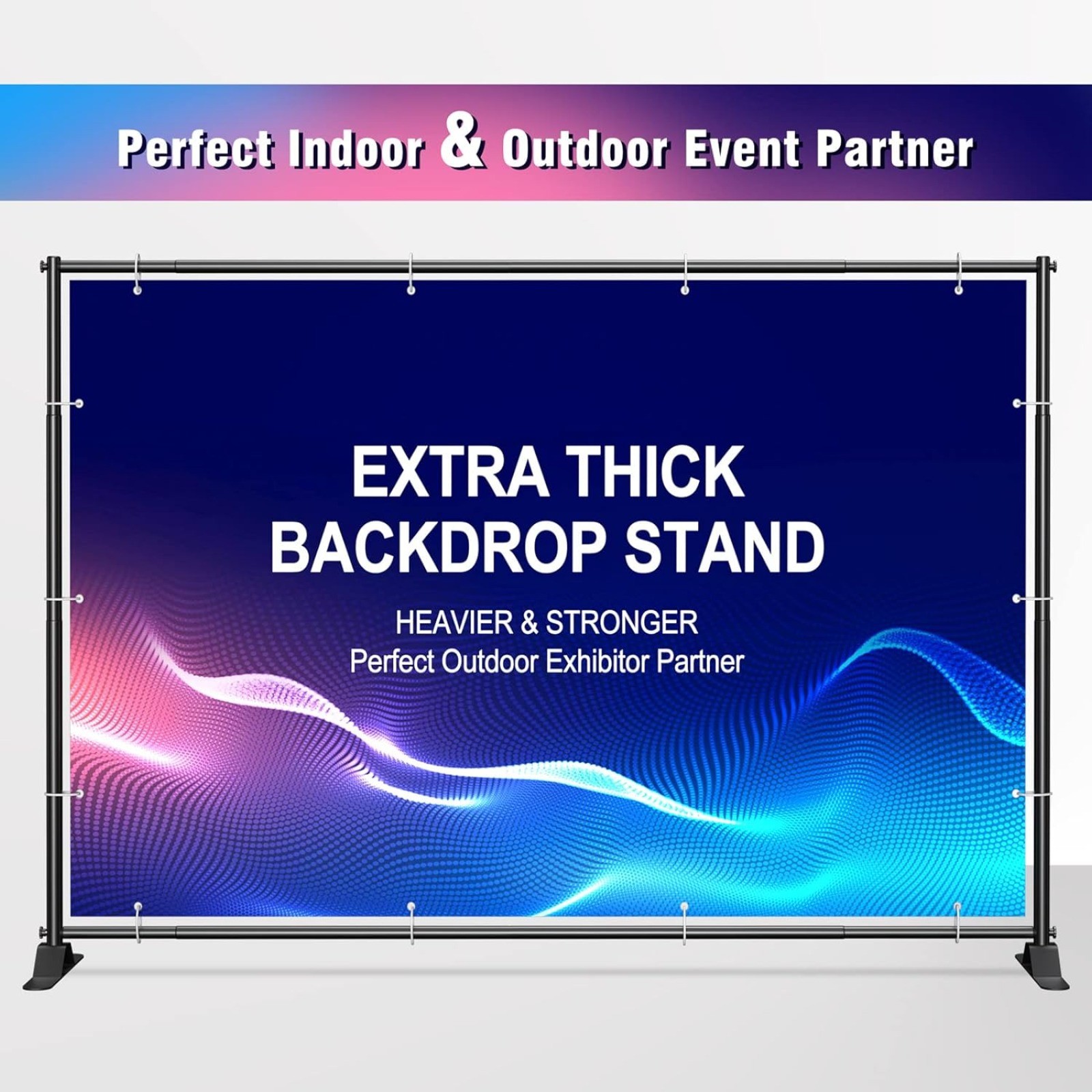 Telescopic Backdrop Stand Background Banner Kit 10×8 ft for Party & Photo Studio
