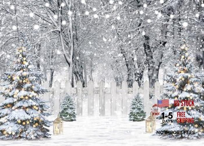 Snowy Forest Backdrop – Winter Party Background – Snowflake – 7x5ft