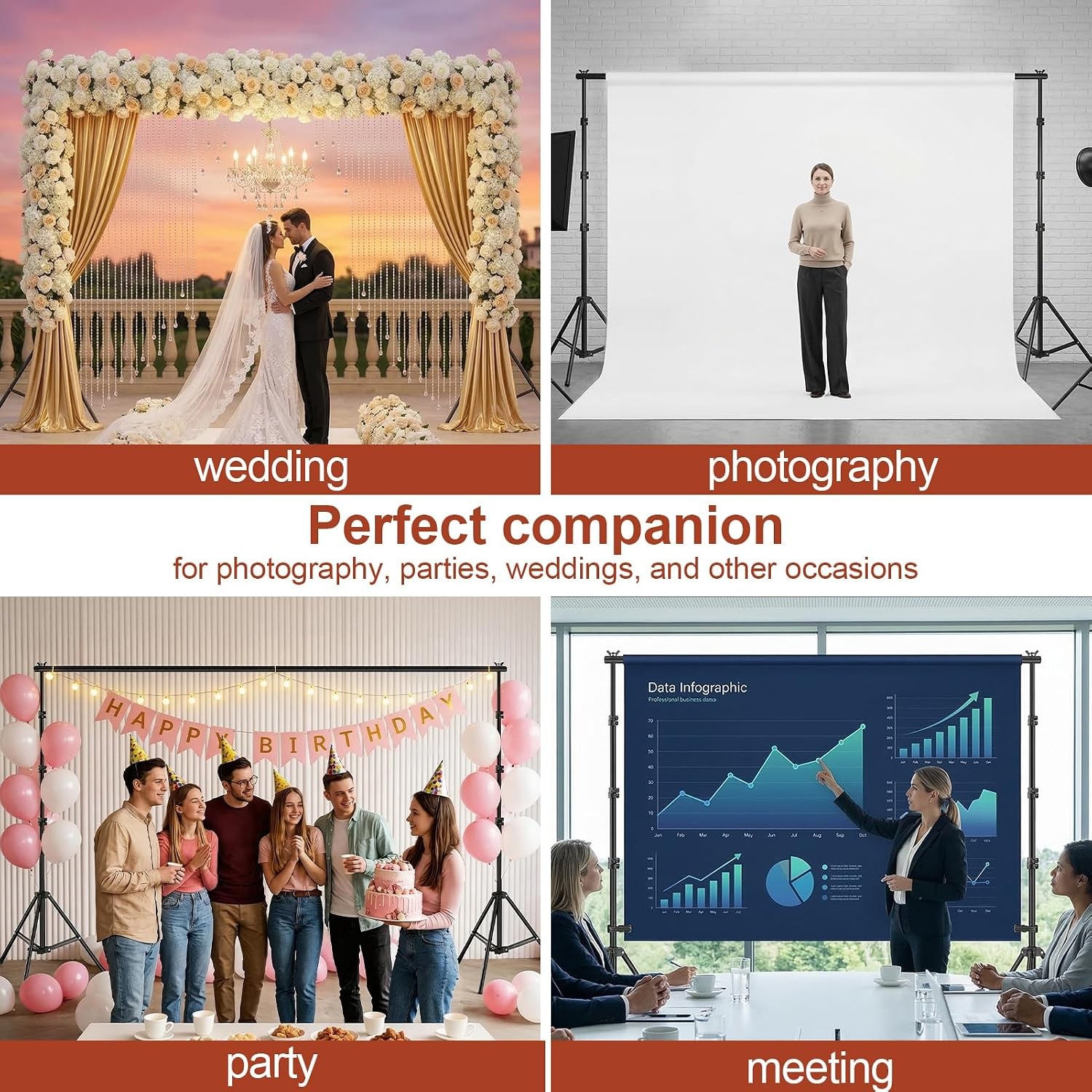 Backdrop Stand 10x7ft(WxH Photo Studio Adjustable Background Stand Support