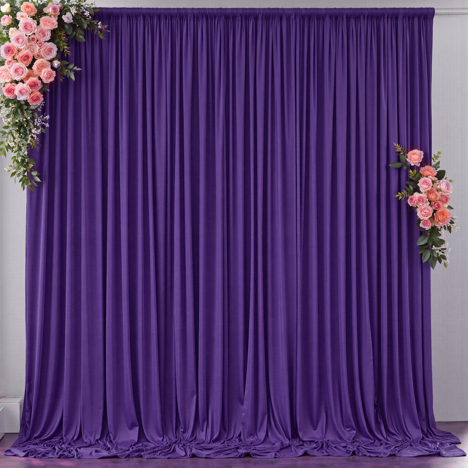 10 ft x 10 ft Free Purple Backdrop Curtain for Parties, Polyester Purple Phot…