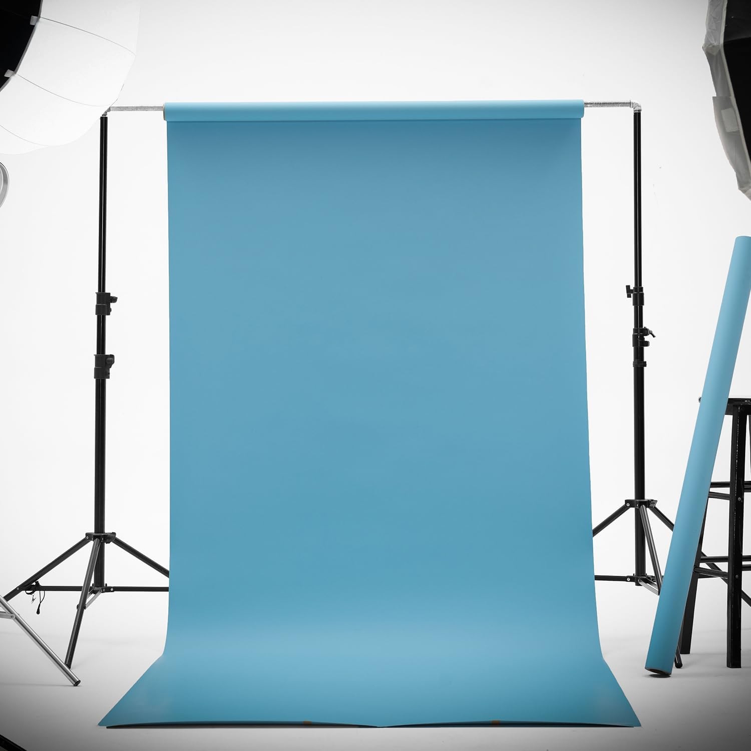 Seamless Paper Backdrop Photography Solid Blue Backdrop Paper 53”x16.4′ Lite