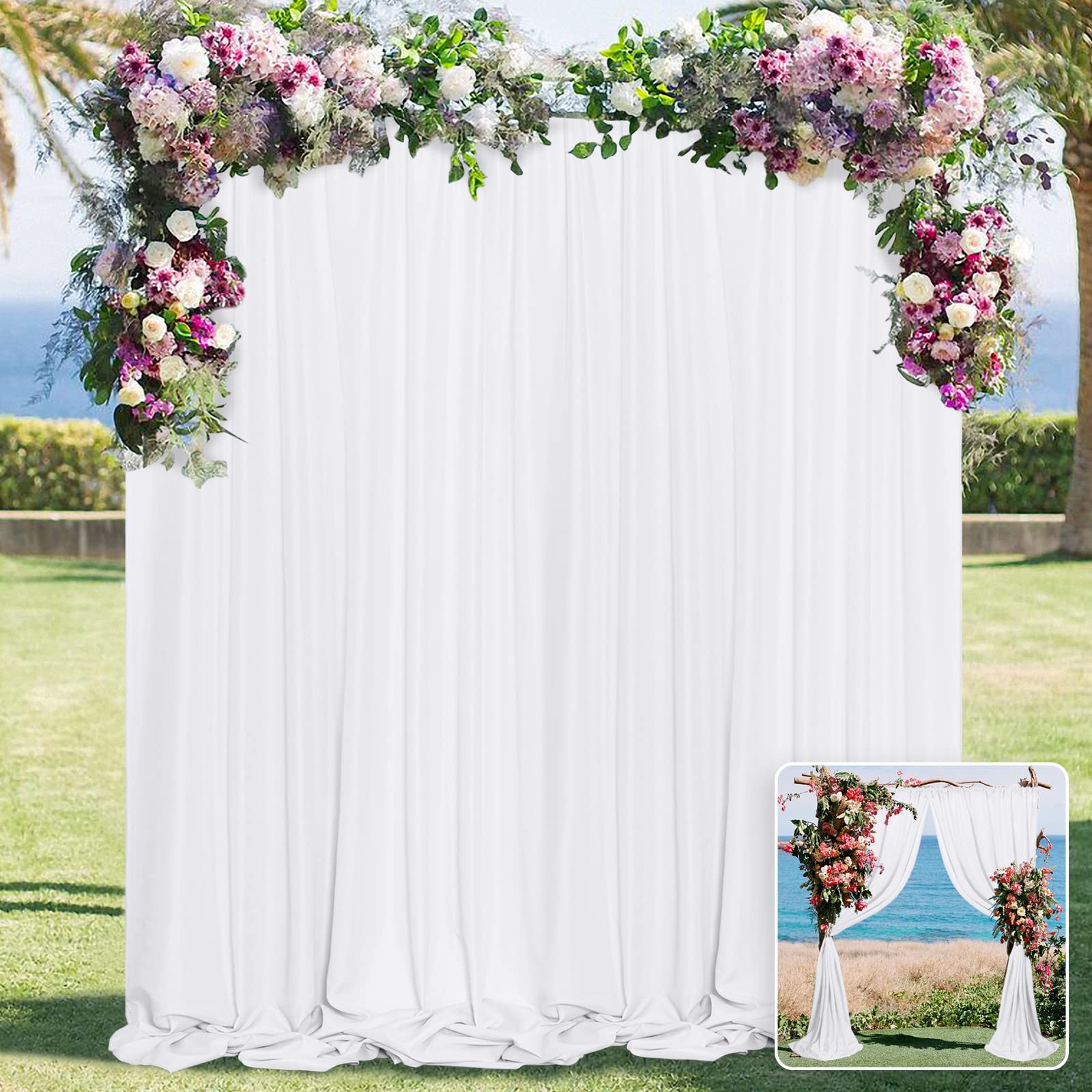 10 ft × 10 ft White Backdrop Curtain for Wedding Decor Holiday Party – White …