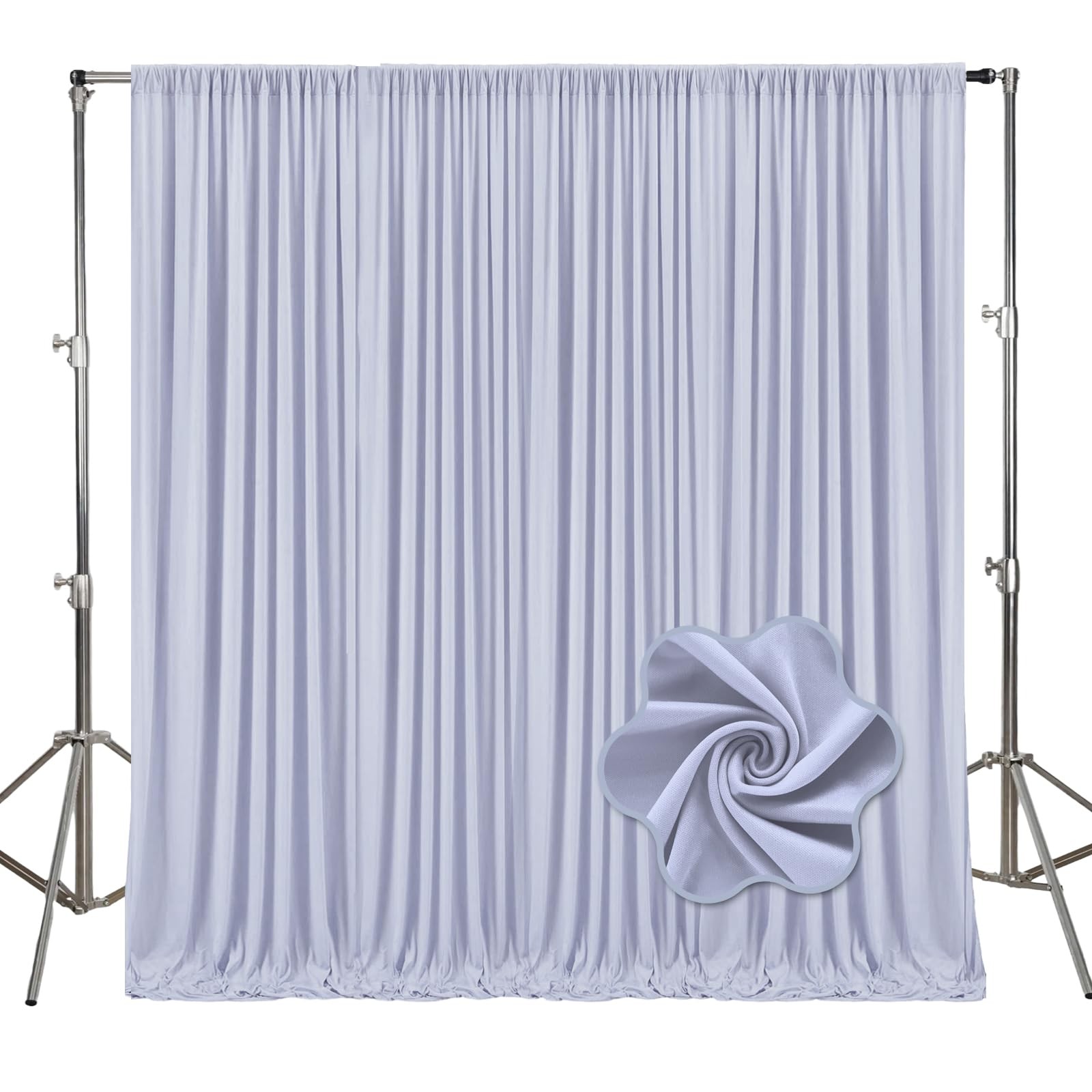2 PCS 5×10 FT Blueish Gray Polyester Fabric Backdrop Curtains Wedding Drapes