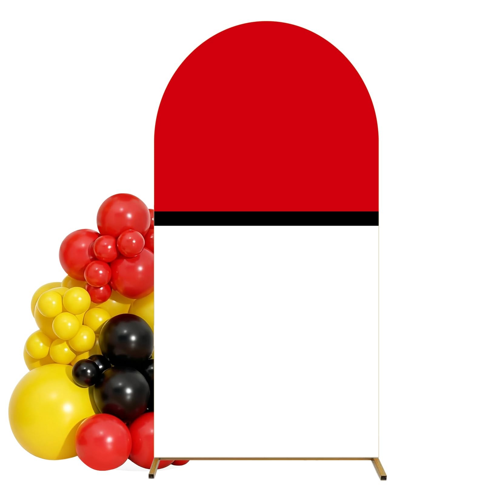 7.2 × 4 Ft/87.6 x 47.6 Inch Red Black and White Cartoon Arch Cover Round Top …