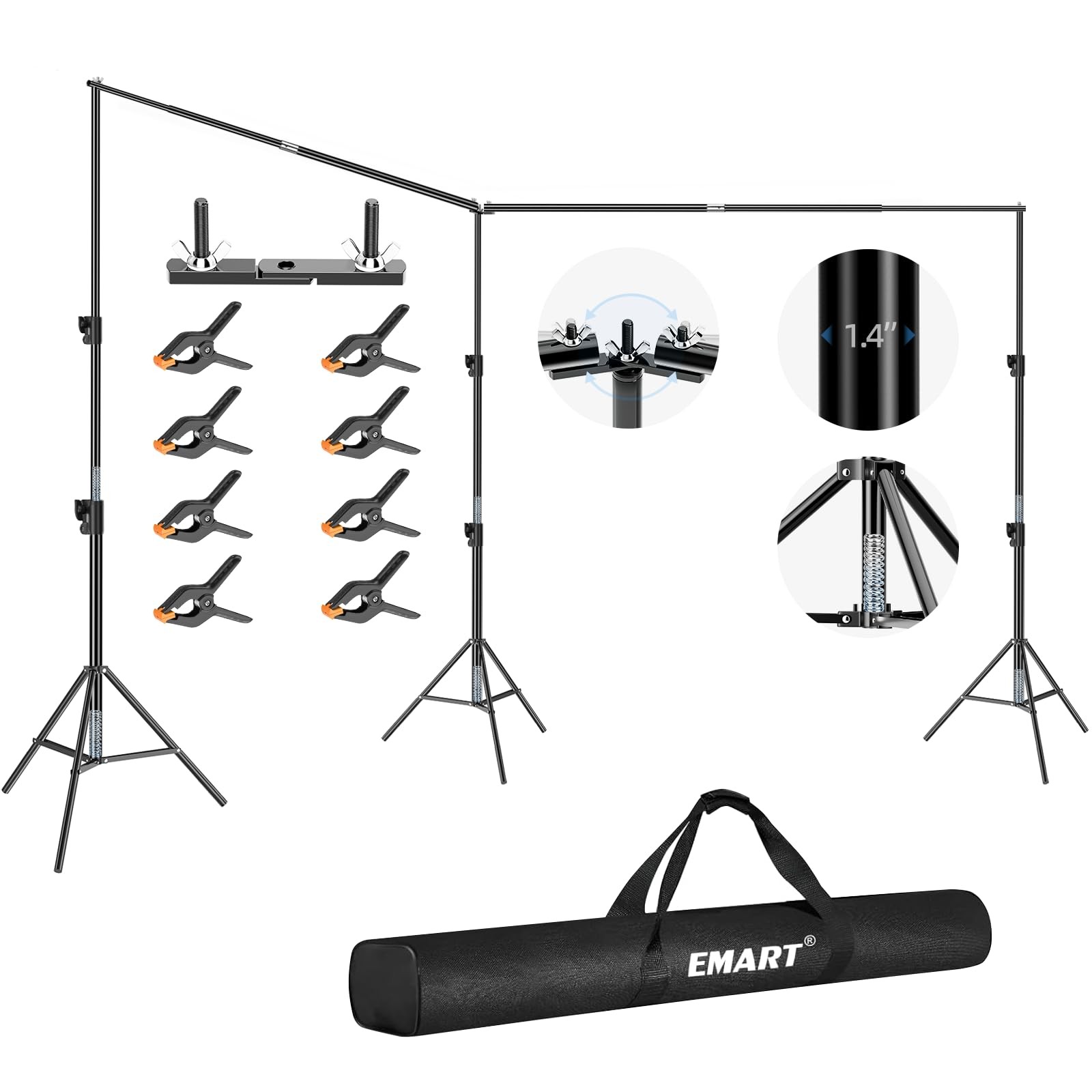 EMART Back Drop Adjustable Stand, 10×20 Backdrop Stand 20×10ft(W×H）, Black