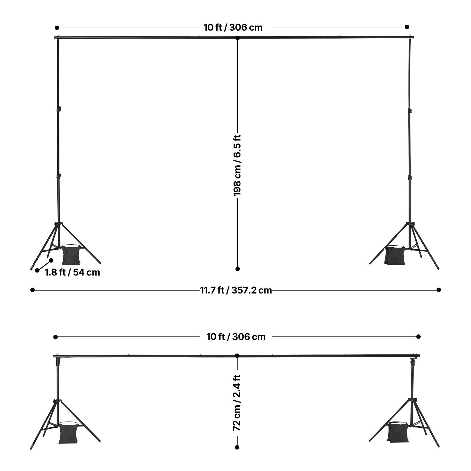 6.5 x 10 ft Adjustable Backdrop Stand with 5 Crossbars