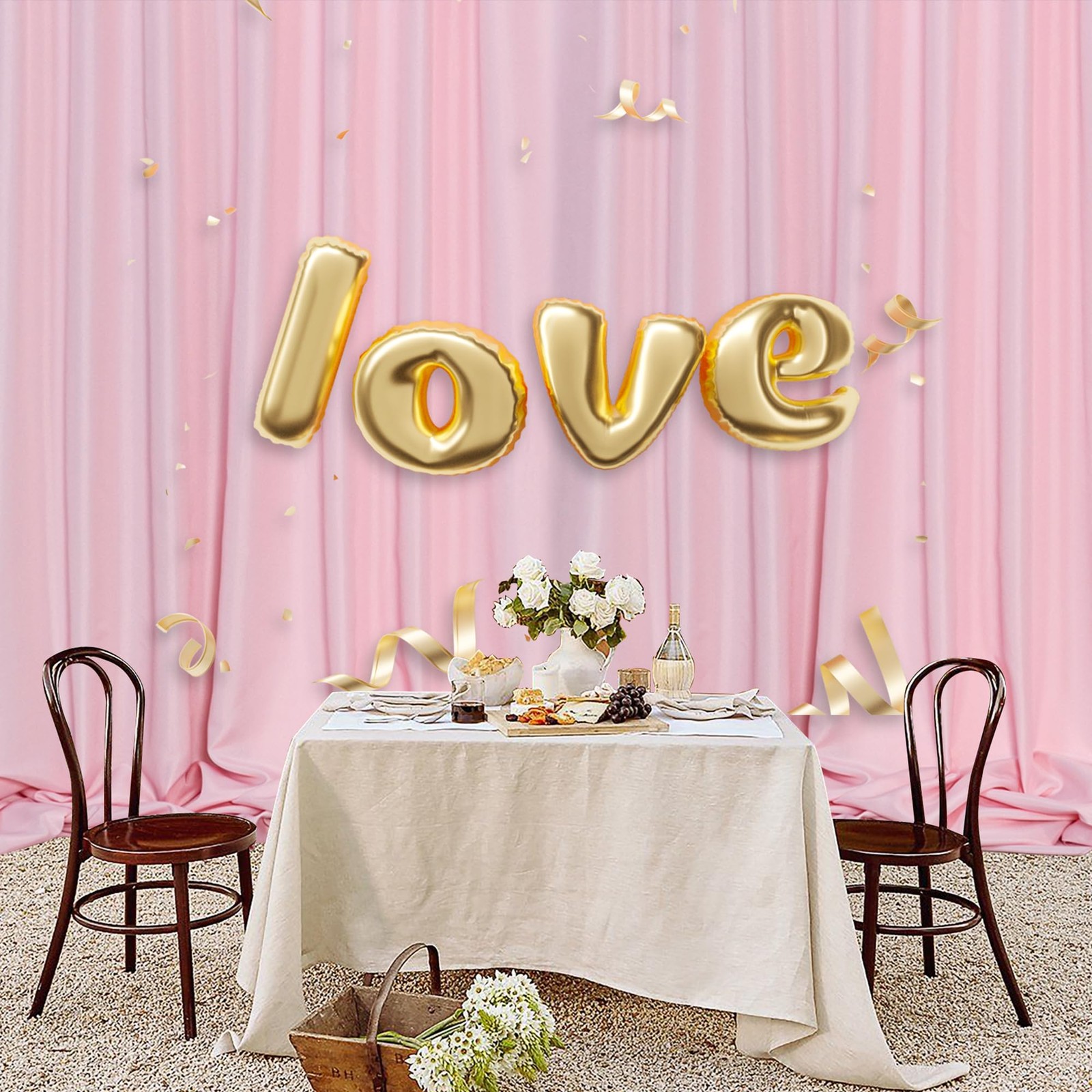2 PCS 5×7 Ft Pink Backdrop Curtain For Parties Rod Pocket Photography Drapes