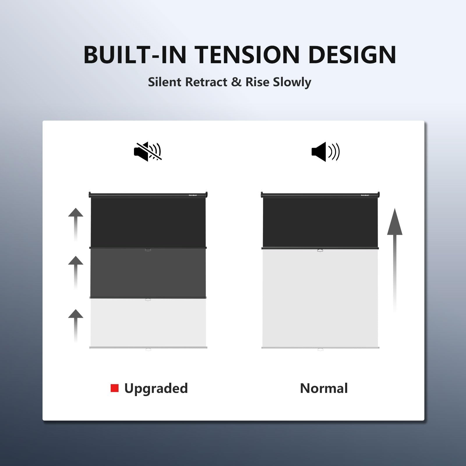 RAUBAY Retractable Pull Down Black Screen Standard(59.8 x 86.6in),