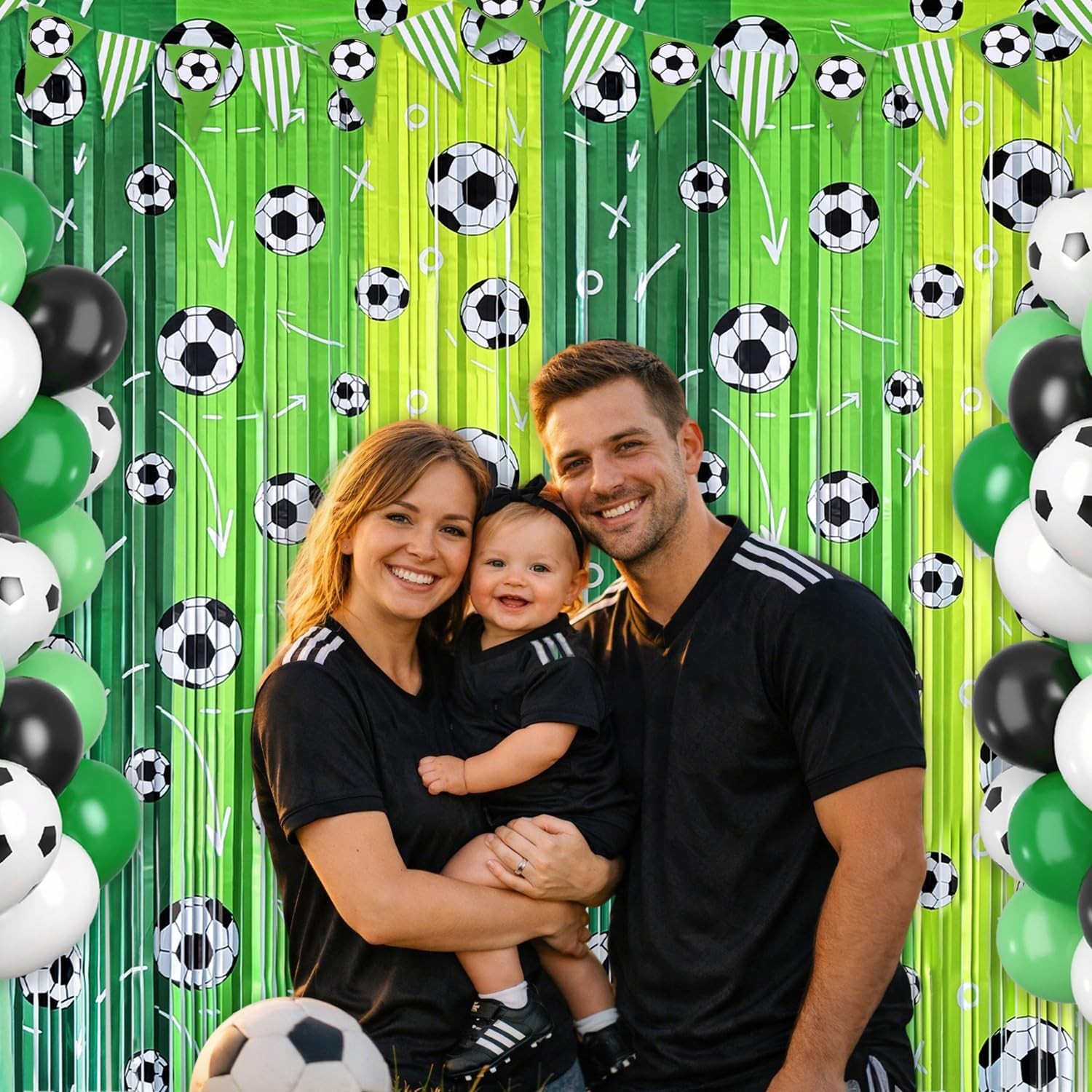 Soccer Foil Fringe Curtains Backdrop Birthday Party Decorations, 2 Pack 3.28 …