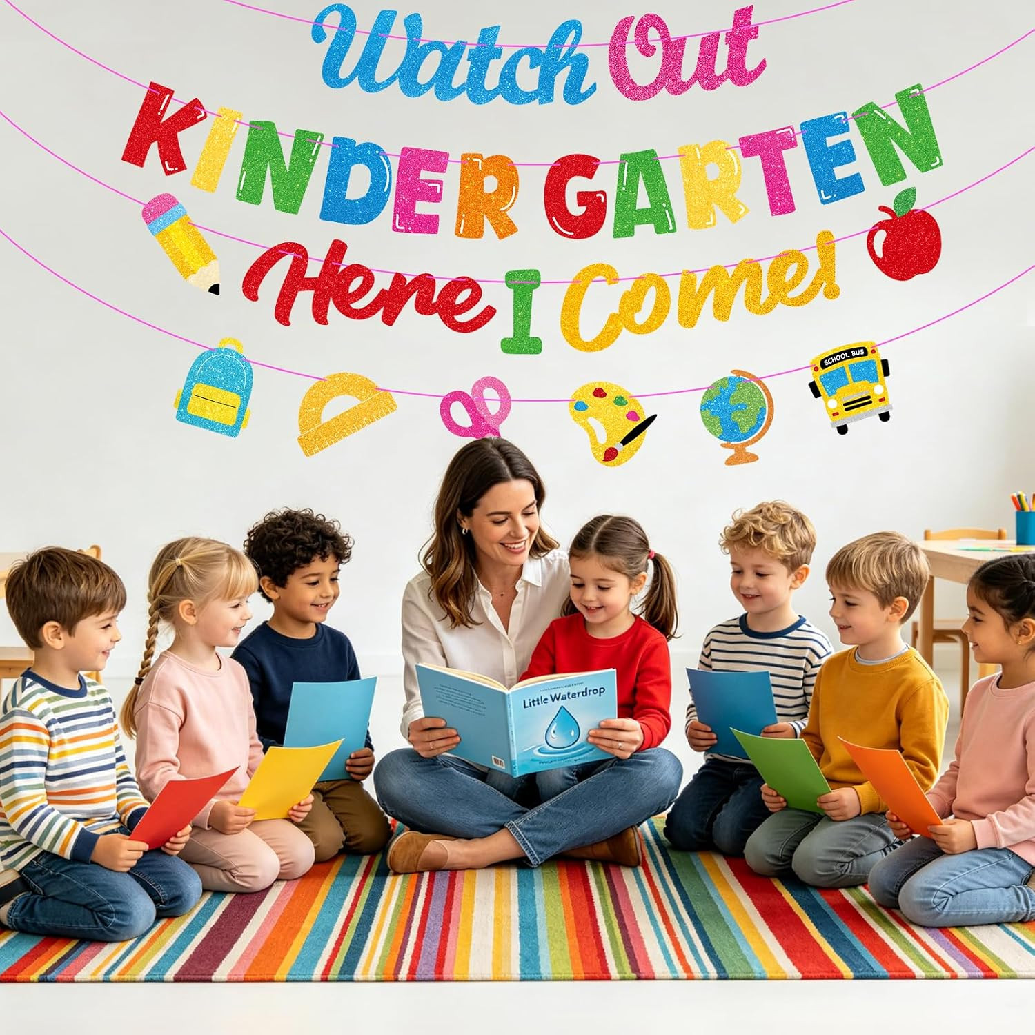 Watch Out Kindergarten Here I Come Banner Decor, First Day of Kindergarten Decor