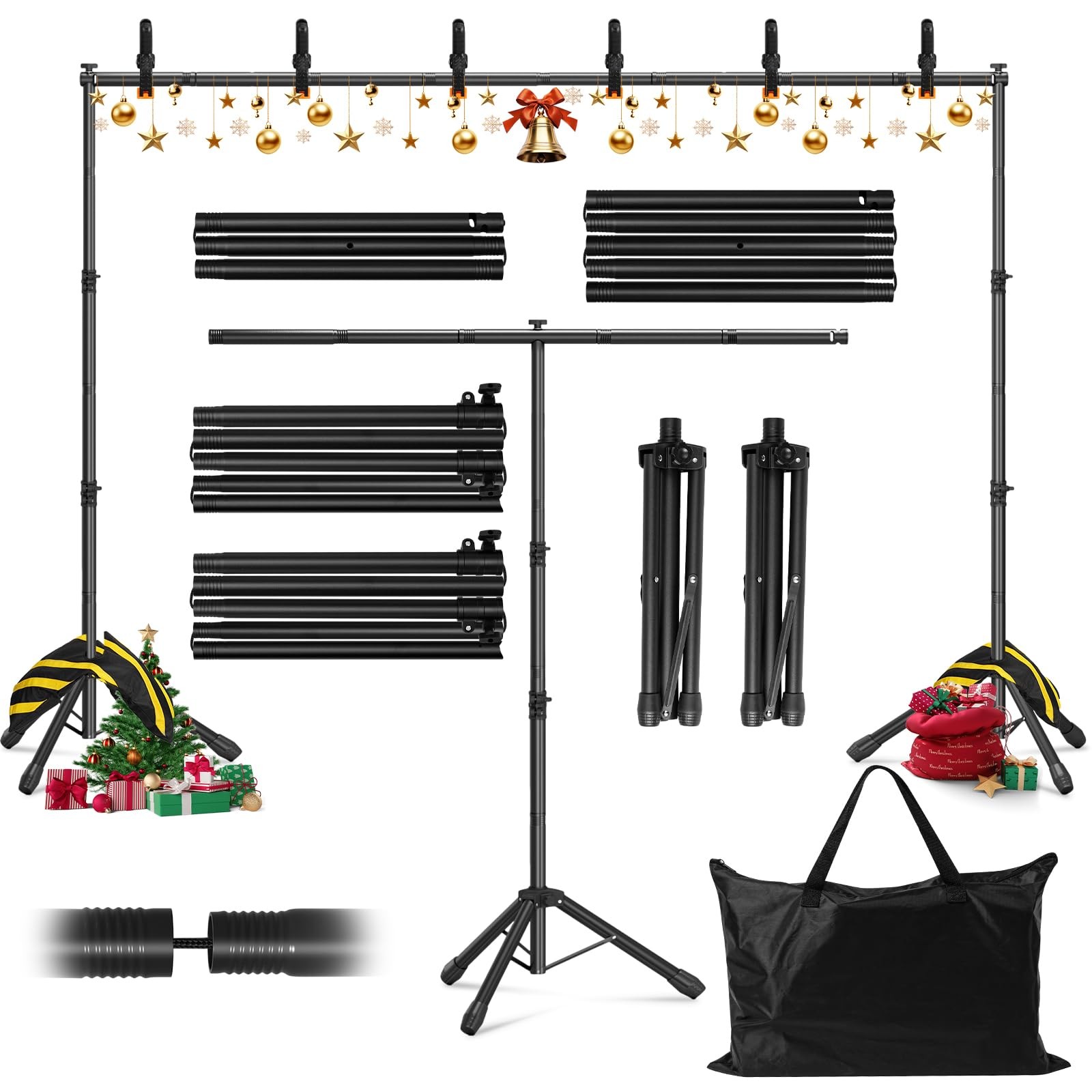 3-In-1 Adjustable Backdrop Stand 10×7.5 FT for Photography Studio with Carryi…