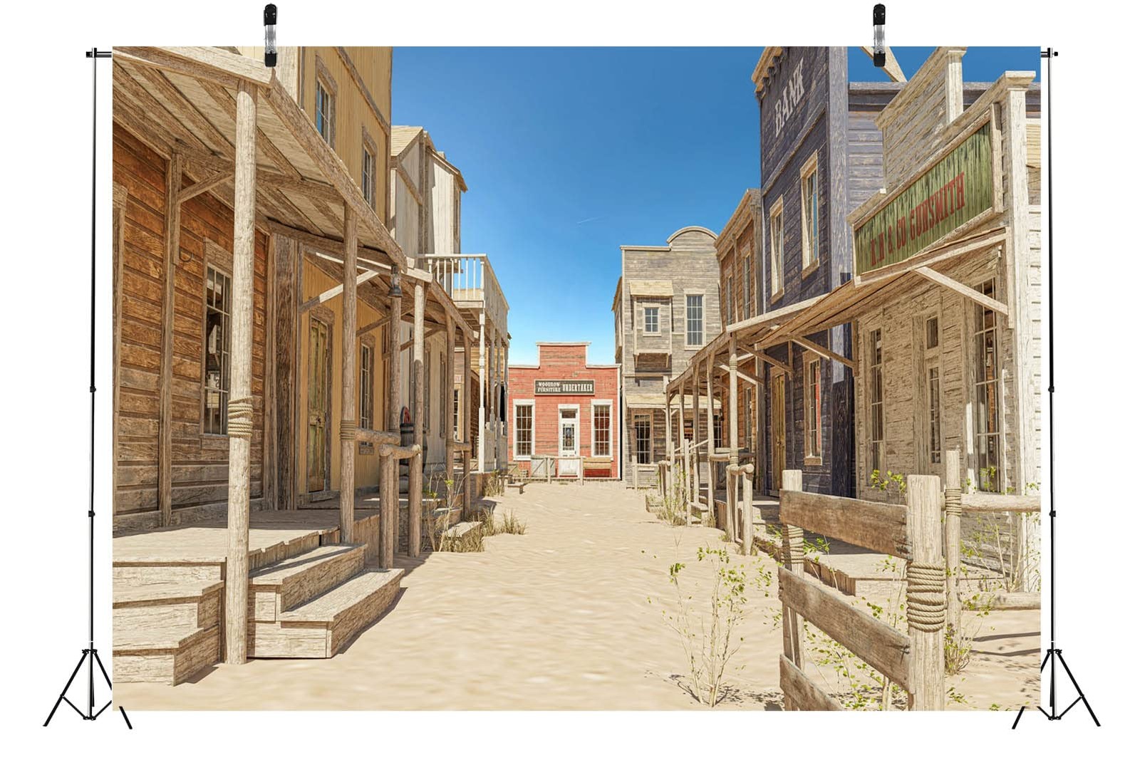 Fabric 7x5ft Old Western Town Photography Backdrop Old Wild West Small Town Rust
