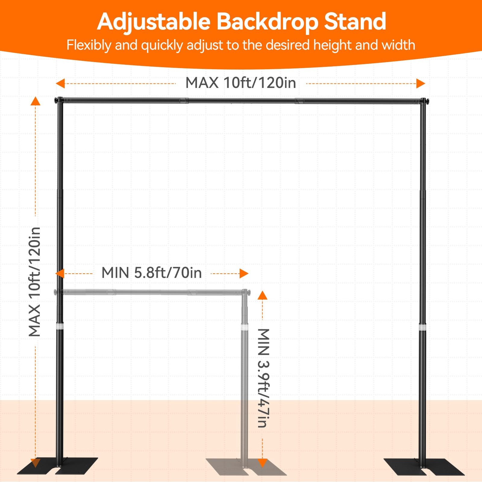 Pipe and Drape Backdrop Stand Kit 10x10ft, Heavy Duty Back Drop Adjustable St…