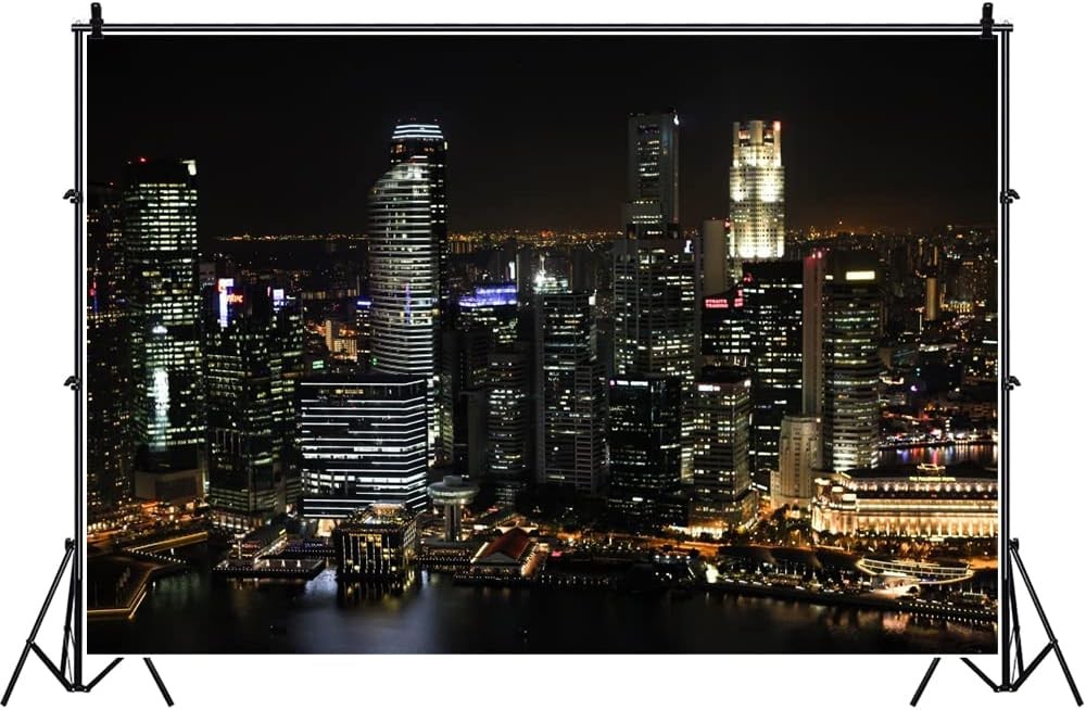 Laeacco 7x5ft Aerial View Famous Big City Backdrop for 7x5FT, Black