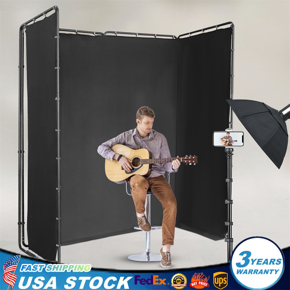 Photography Backdrop Stand Background Decor With Black Cloth Foldable Structure