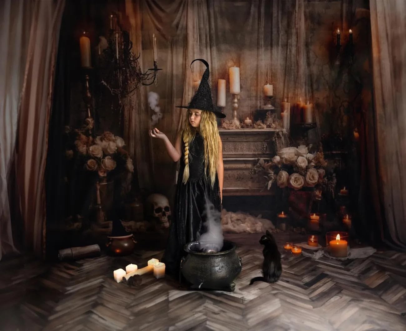 Kate 10x10ft/3x3m Halloween Backdrop Curtain Candle Skull 10x10ft, BH1045548