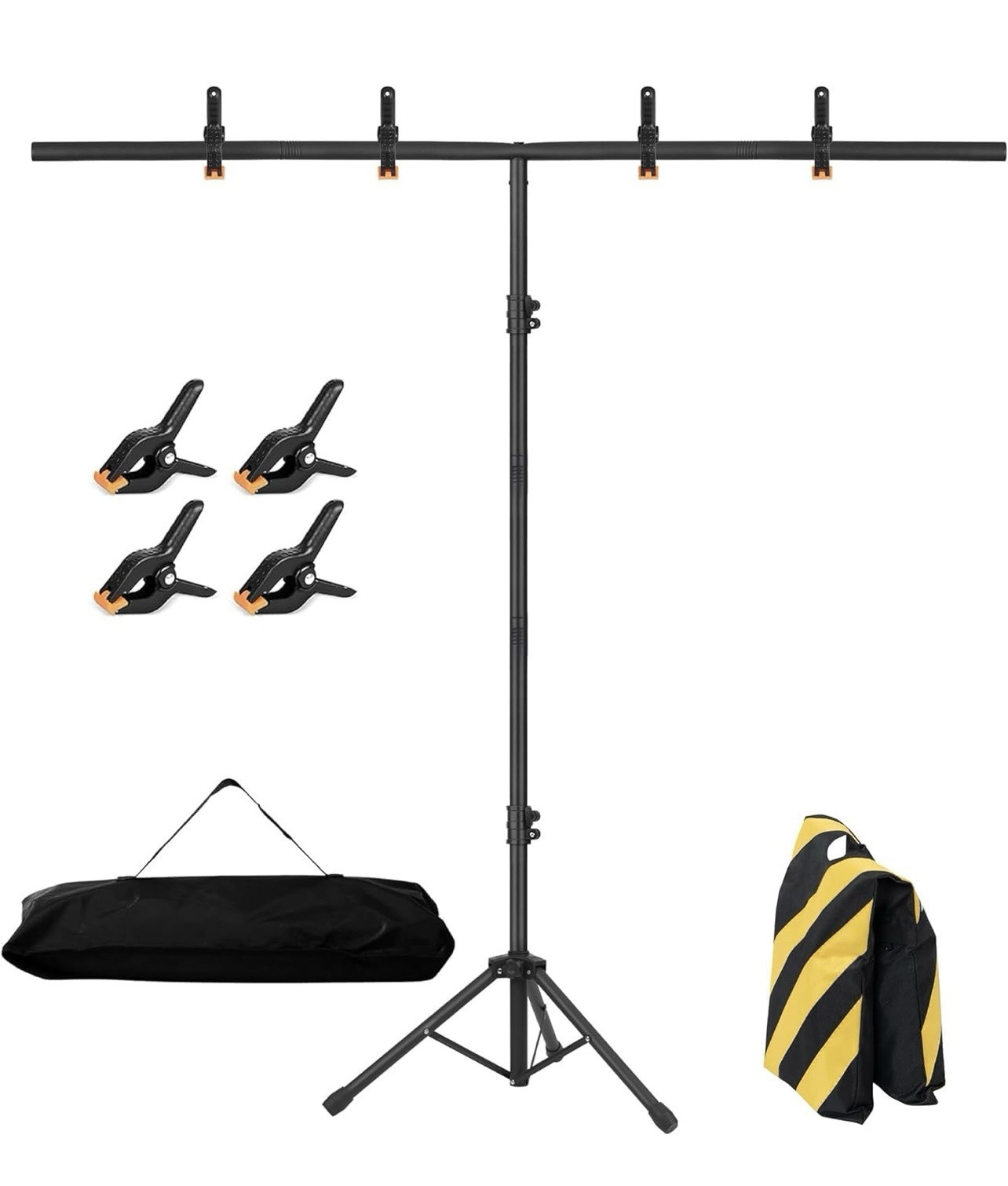 6.5×3.2ft T-Shape Backdrop Stand Adjustable Background Support Stand Kit Port