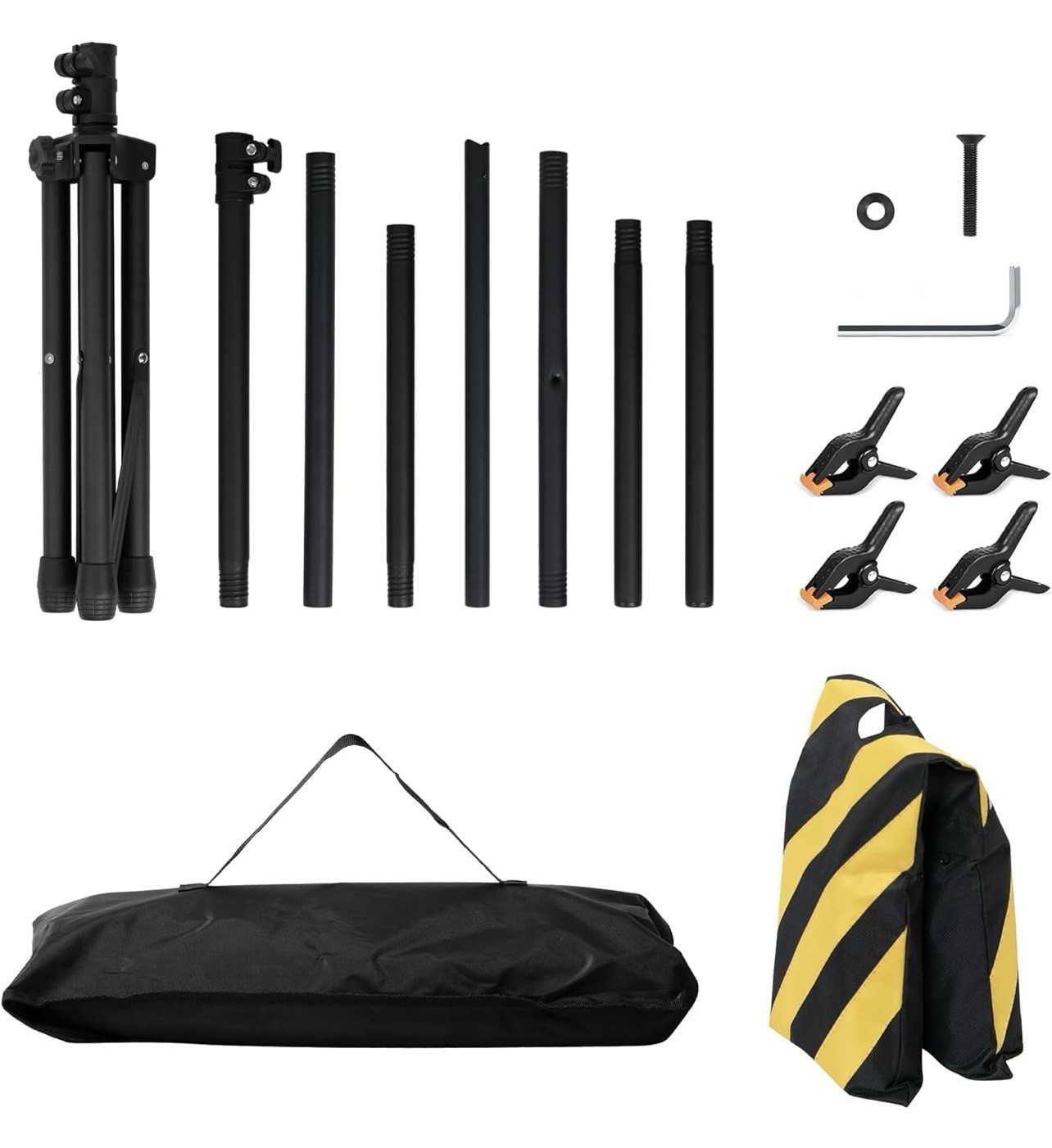 6.5×3.2ft T-Shape Backdrop Stand Adjustable Background Support Stand Kit Port