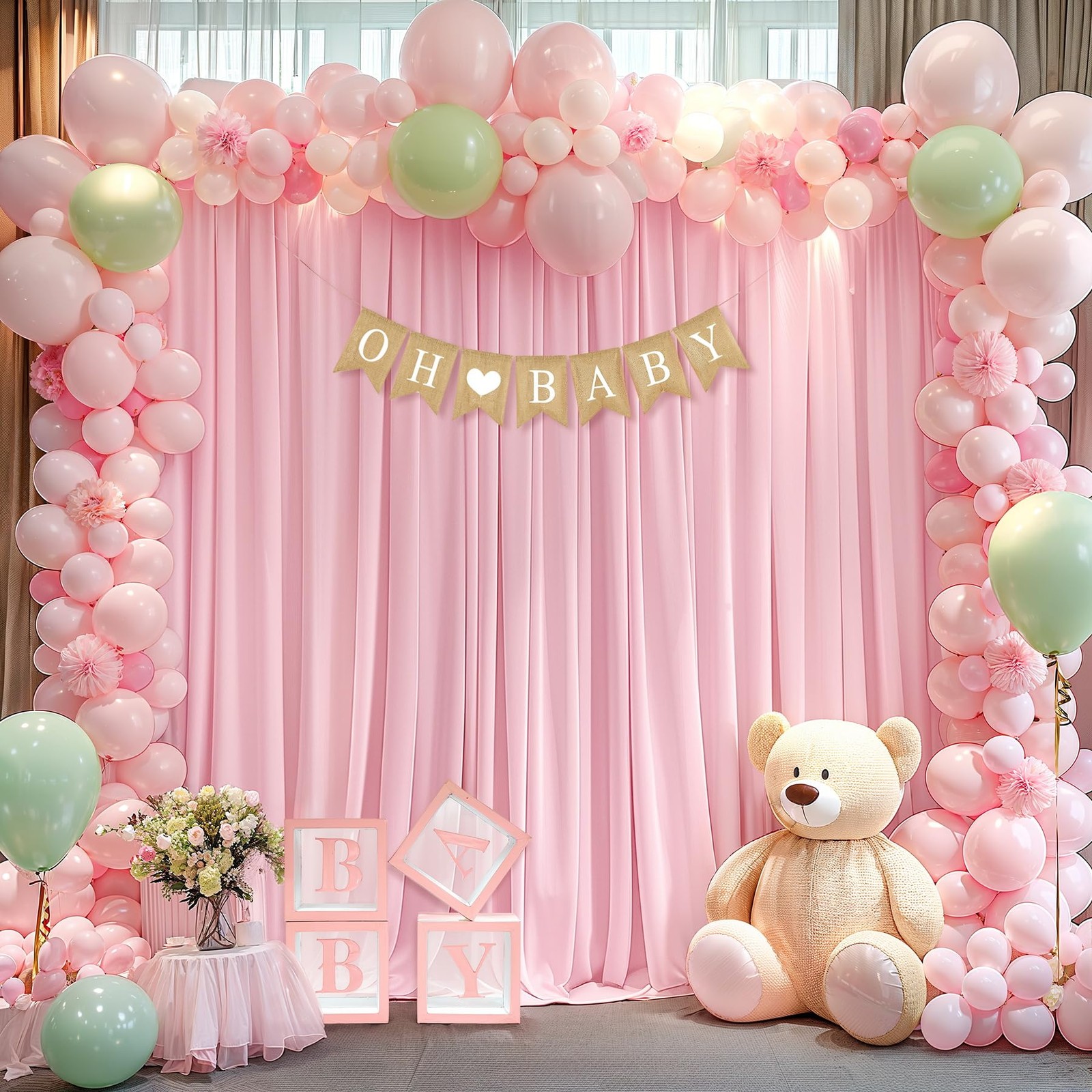 10x10ft Pink Backdrop Curtains for Wedding Parties Free Pink Curtains Photo B…