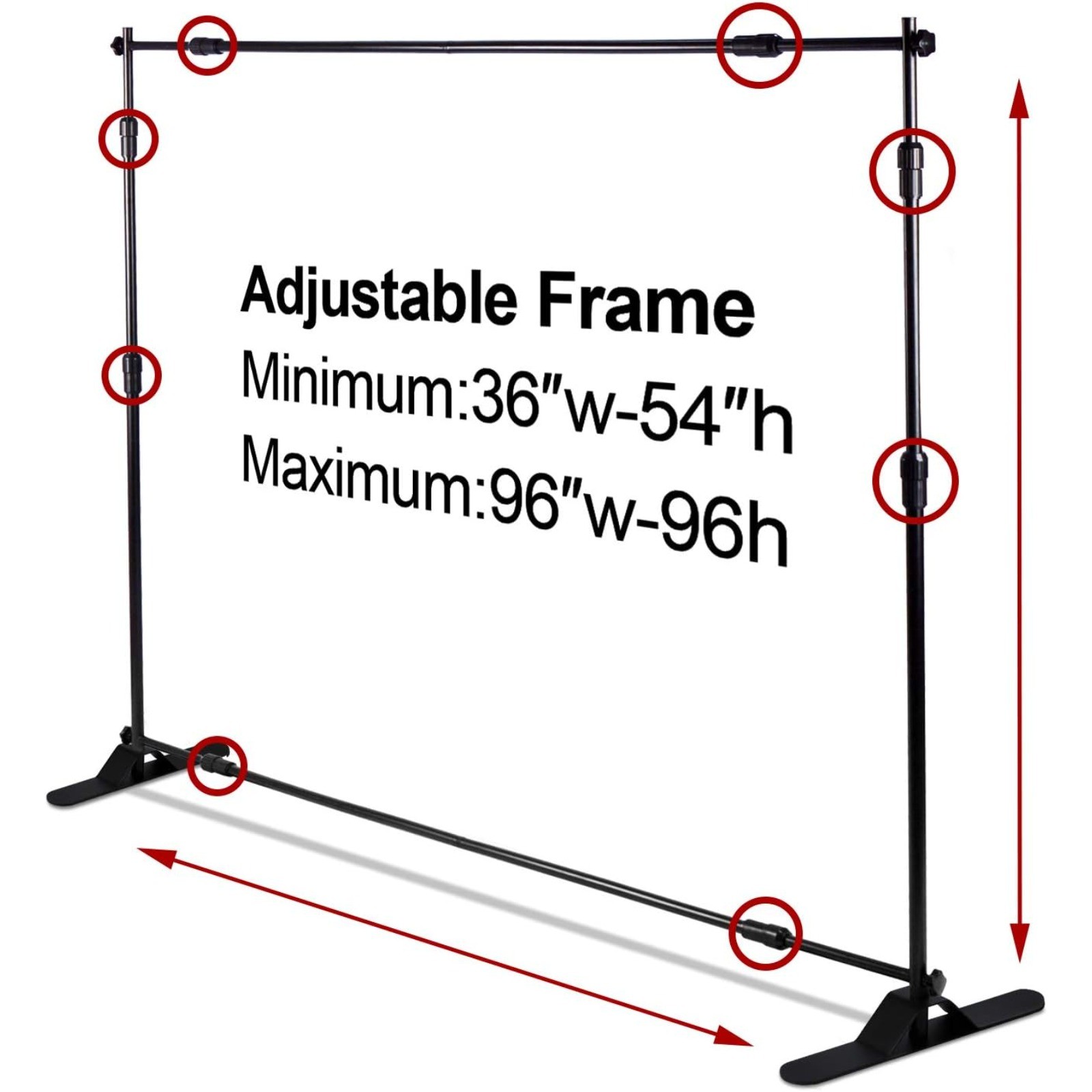 8 x 8 FT Portable Backdrop Stand Photography Banner Background Adjustable Black