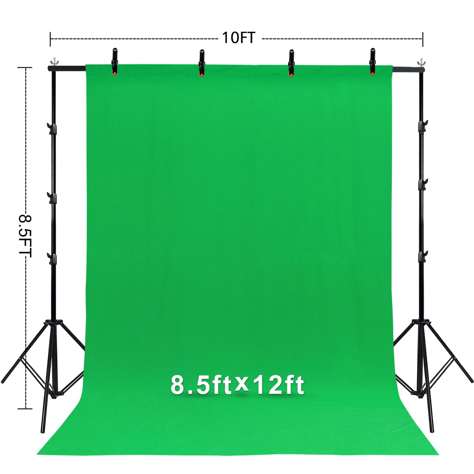 2 in 1 Green Backdrop Stand Kit, 10×8.5 ft Portable Dual Rod Stand kit with 8…