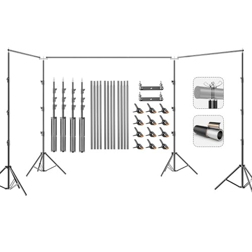 10x30FT Photo Backdrop Stand, Angle Adjustable Triple Crossbar Extender