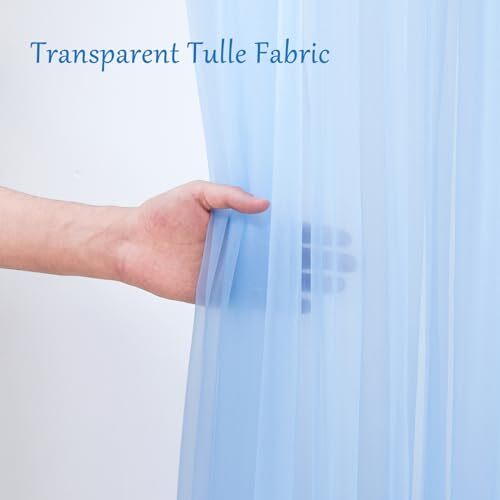 10×10 Blue Tulle Backdrop Curtains for Parties Sheer Backdrop Curtain Wedding…