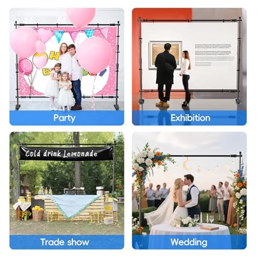 Adjustable Photo Backdrop Banner Stand with 10 X 8ft（W X H） 10 x 8FT