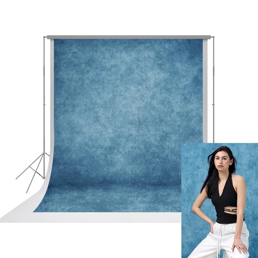 8x10ft Abstract Blue Photography Backdrop Fabric for Studio, Portraits, Graduati
