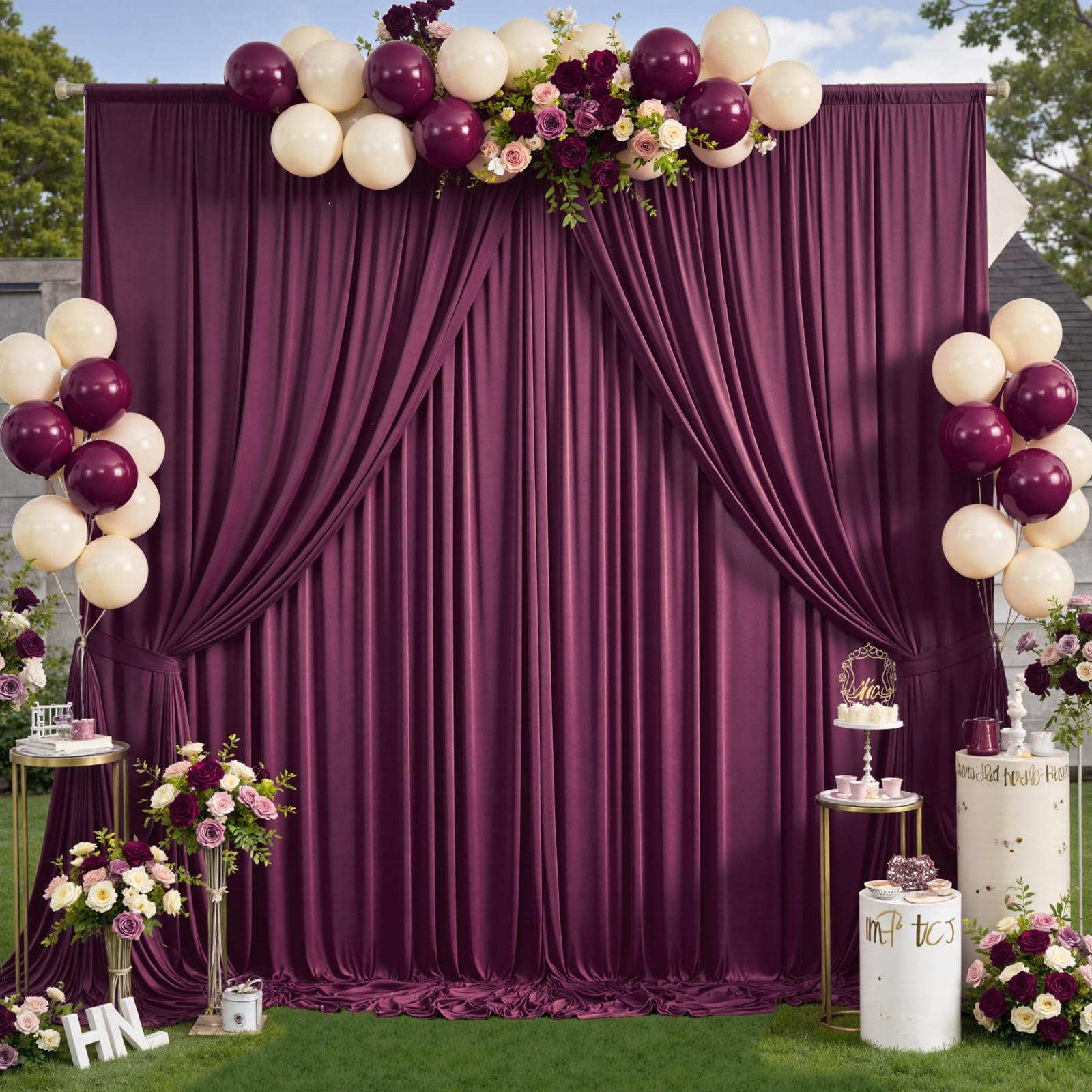 10x12ft Burgundy Backdrop Curtains Wrinkle Free Polyester Photo Drapes 2 PCS