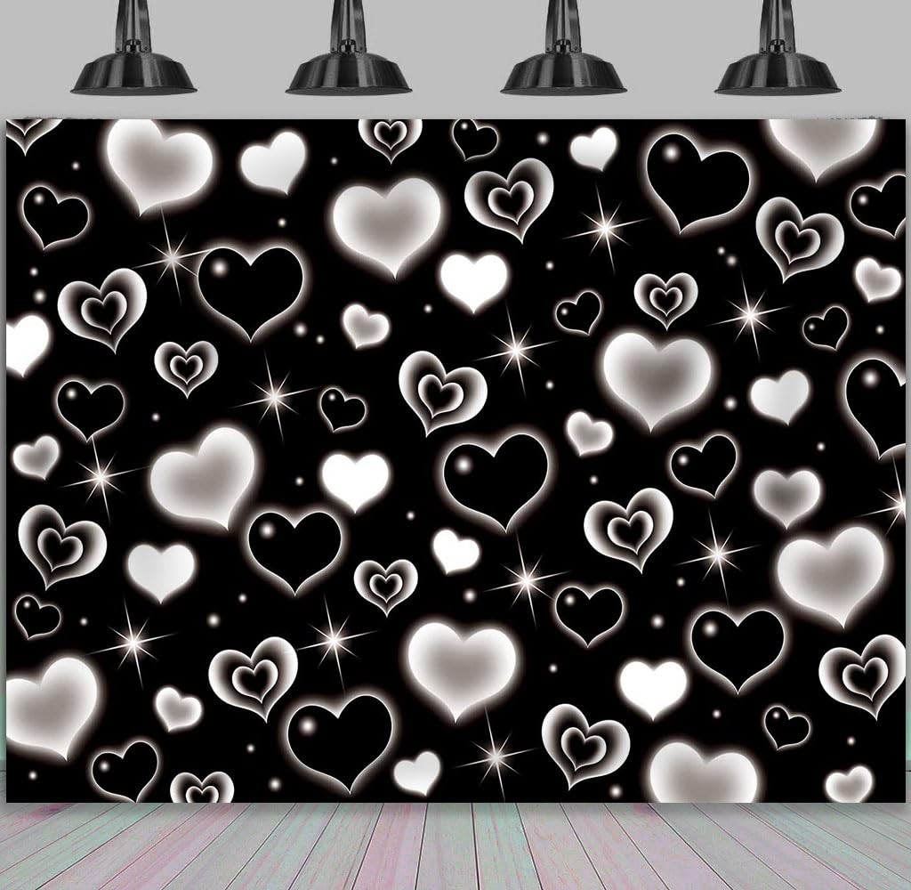 Black Heart 2000s Backdrop Banner 7x5ft Sweet Y2K Photography Background Earl…