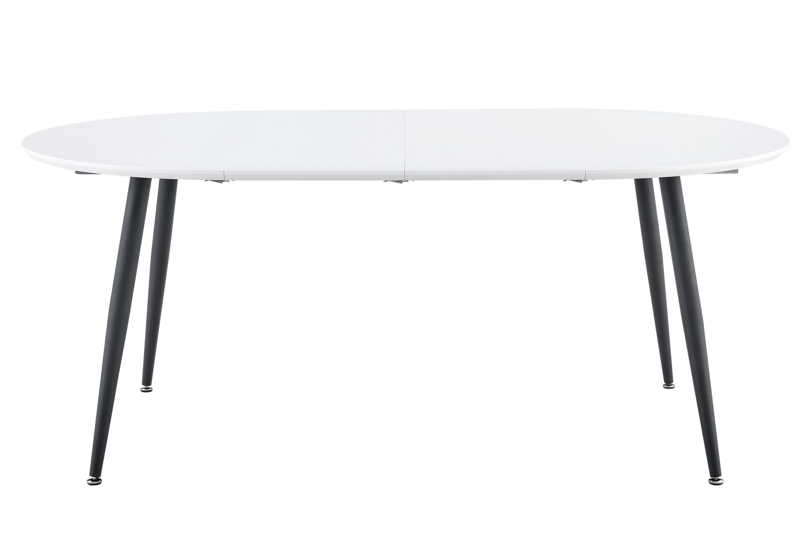 White MDF Extendable Round Dining Table with Black Metal Legs