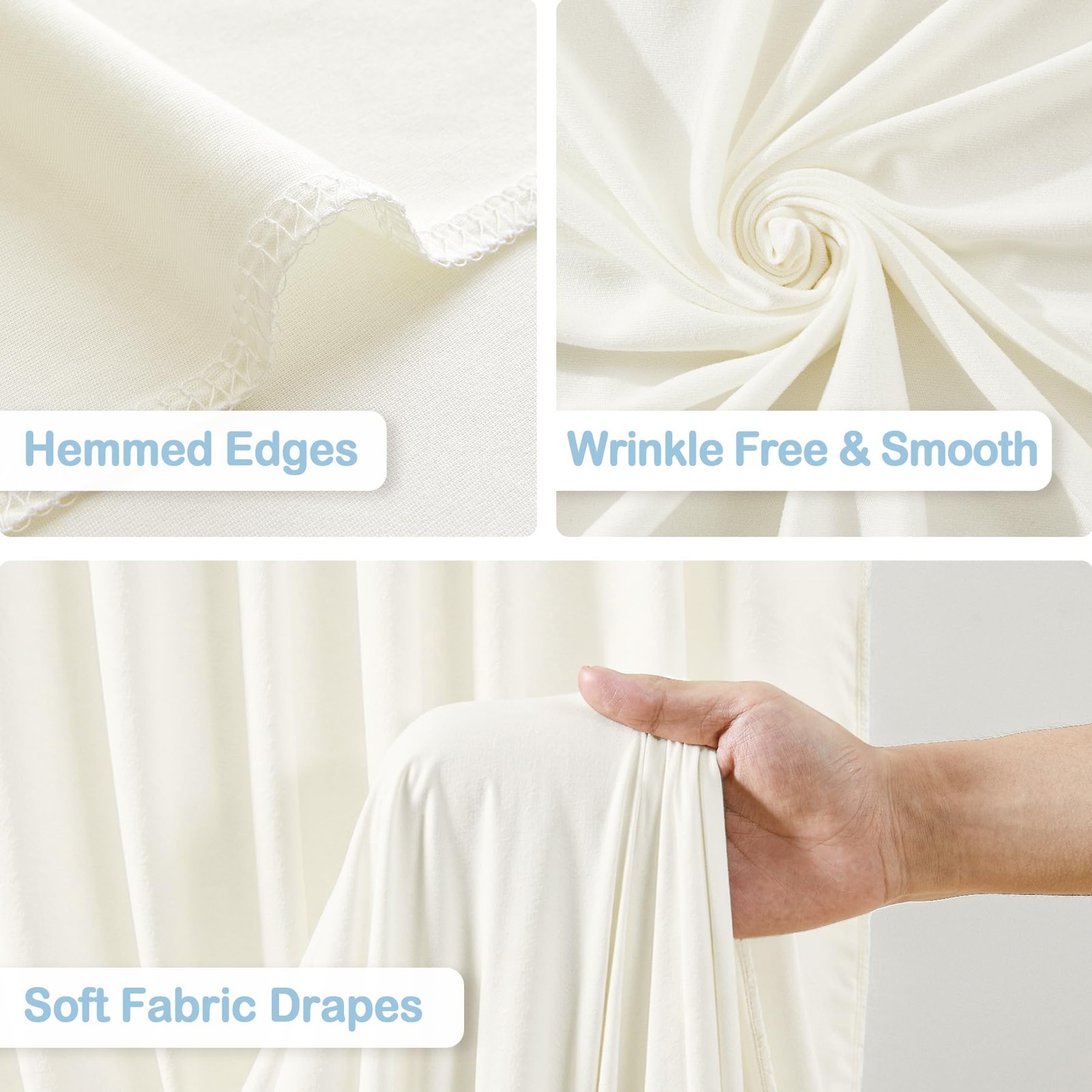 10 Panles Ivory Backdrop Curtains – Wrinkle Free W4′ x H10′(10 panels),