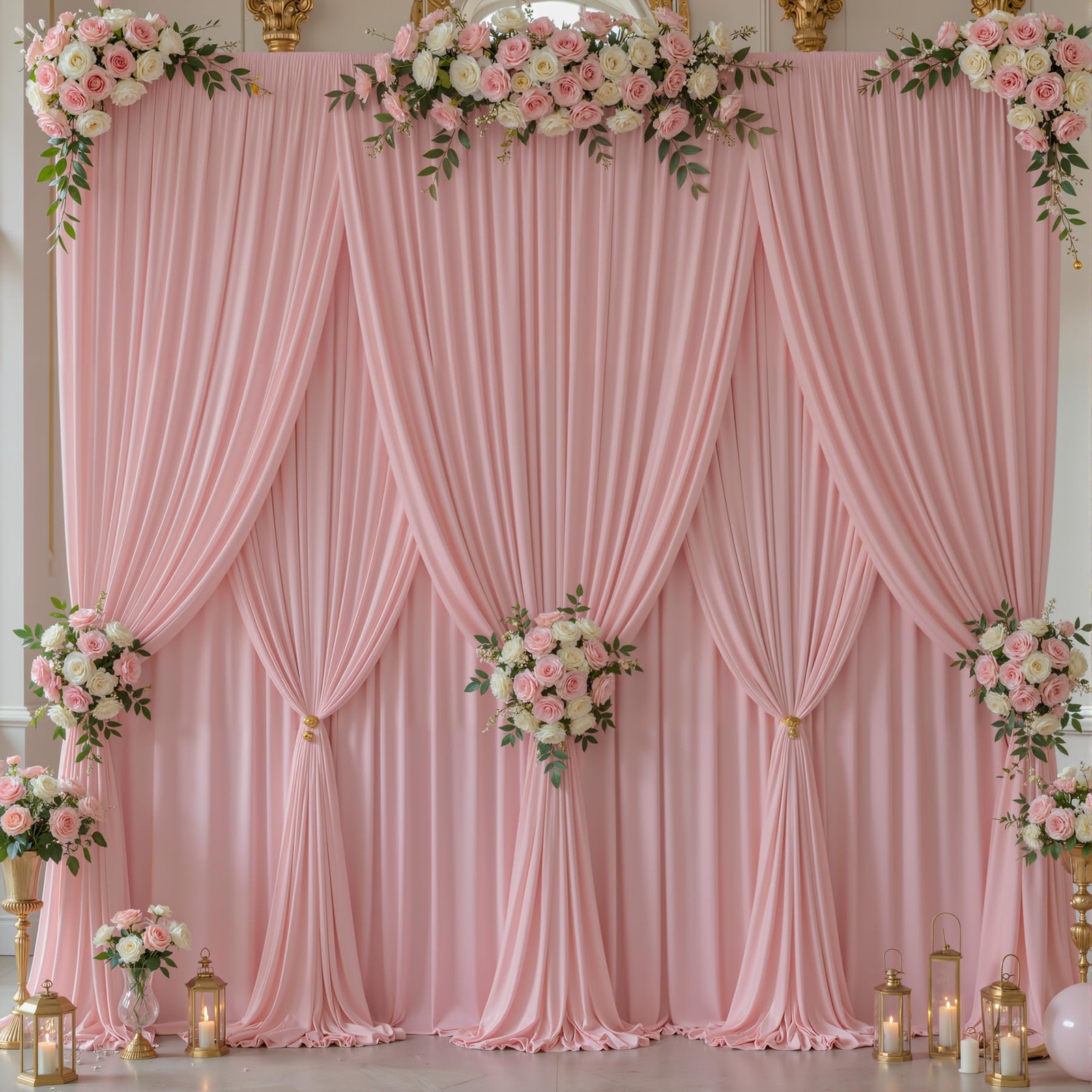 10 Panles Dusty Rose Backdrop Curtains – W4′ x H10′(10 panels),
