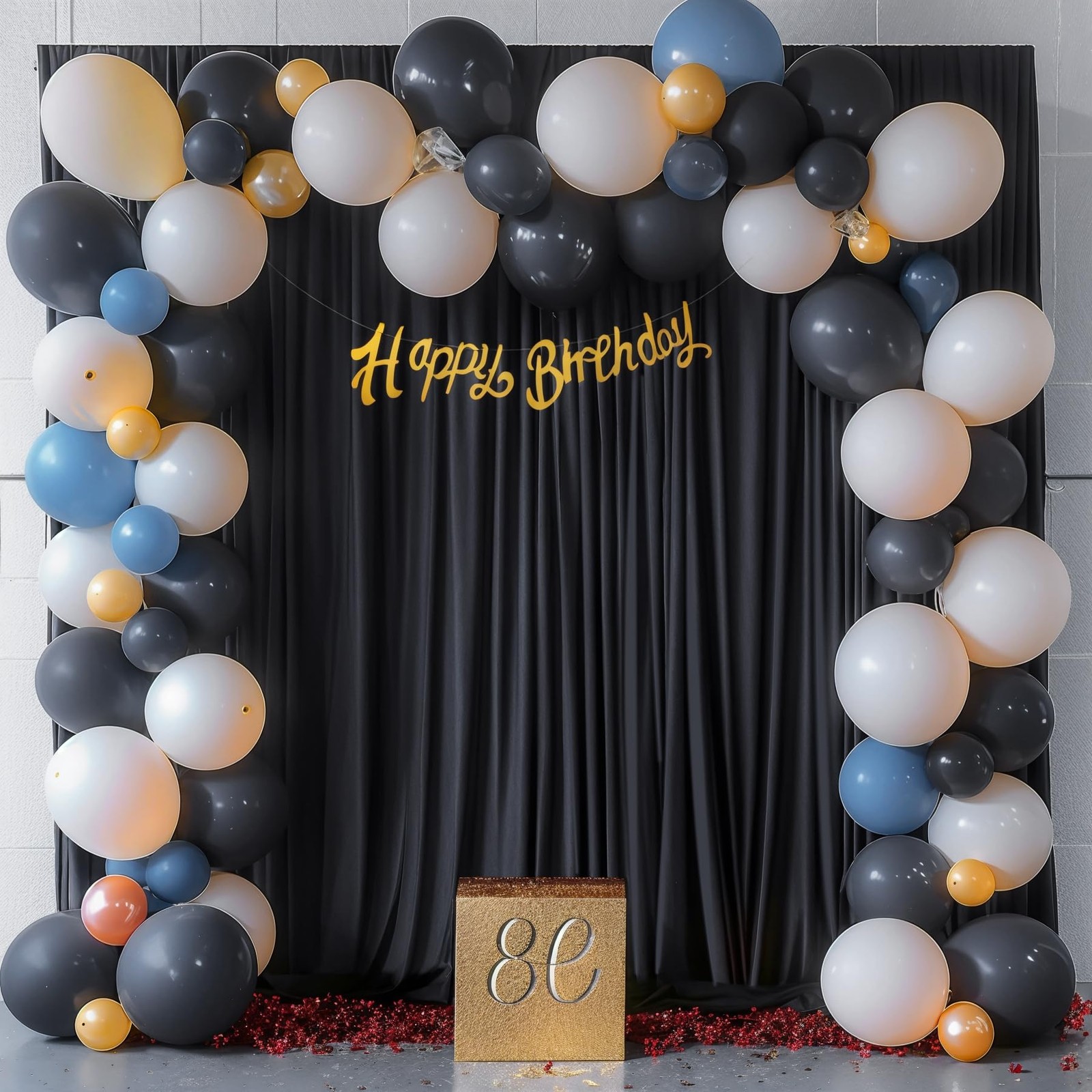 8x10FT Black Backdrop Curtains Wrinkle Free Polyester Photography 2 Panels