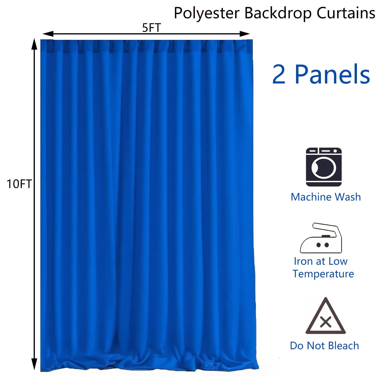 2 Panels 5ft X 10ft Royal Blue Backdrop Curtains for Party – WENSINL Wrinkle …