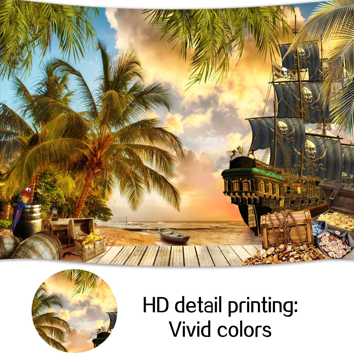 10X8ft Pirate Theme Photo Backdrop Photography Background, 10X8FT, Green-01