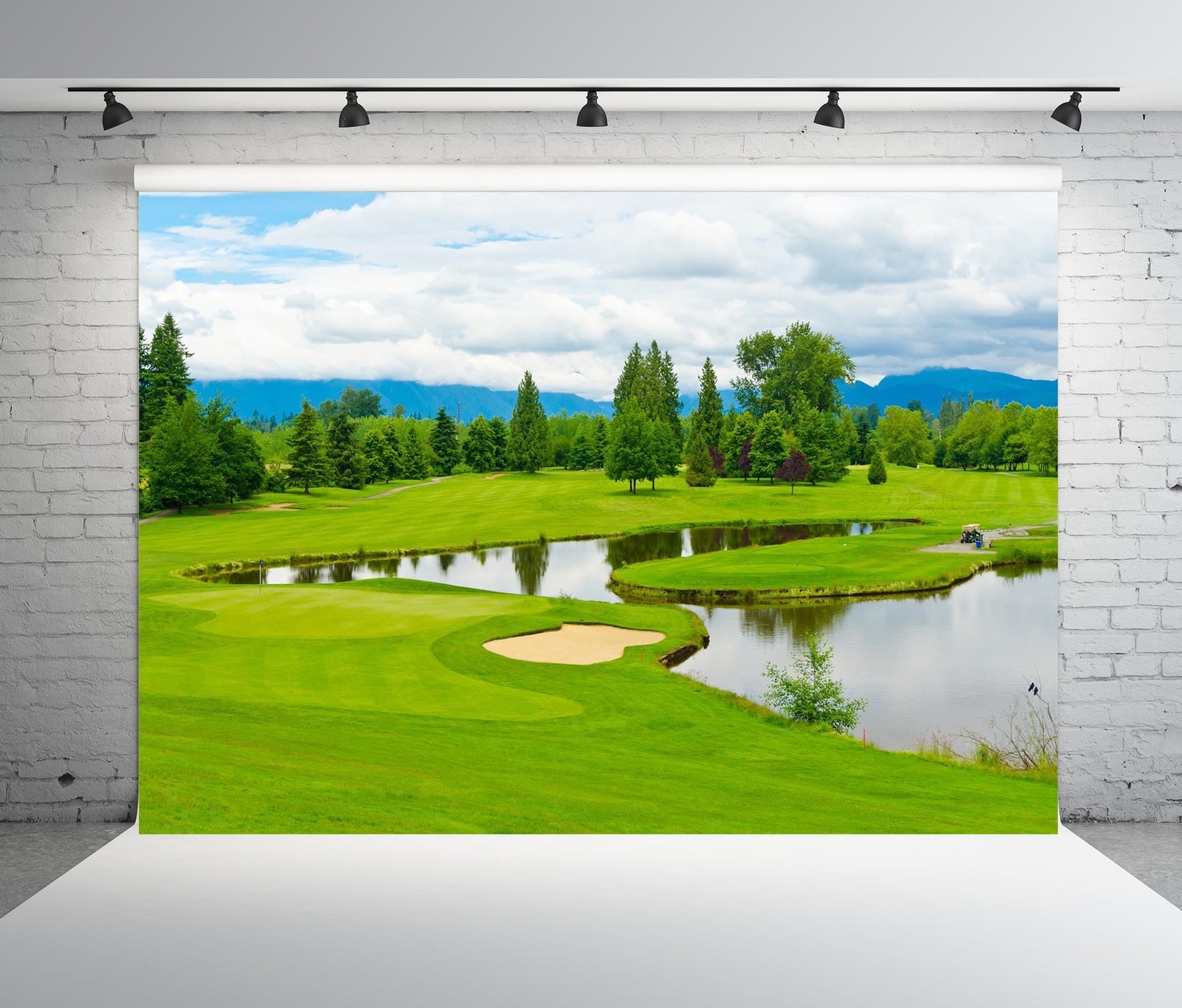 BELECO 8x6ft Fabric Golf Course Backdrop – Green Grass Lawn 8x6FT, A10957
