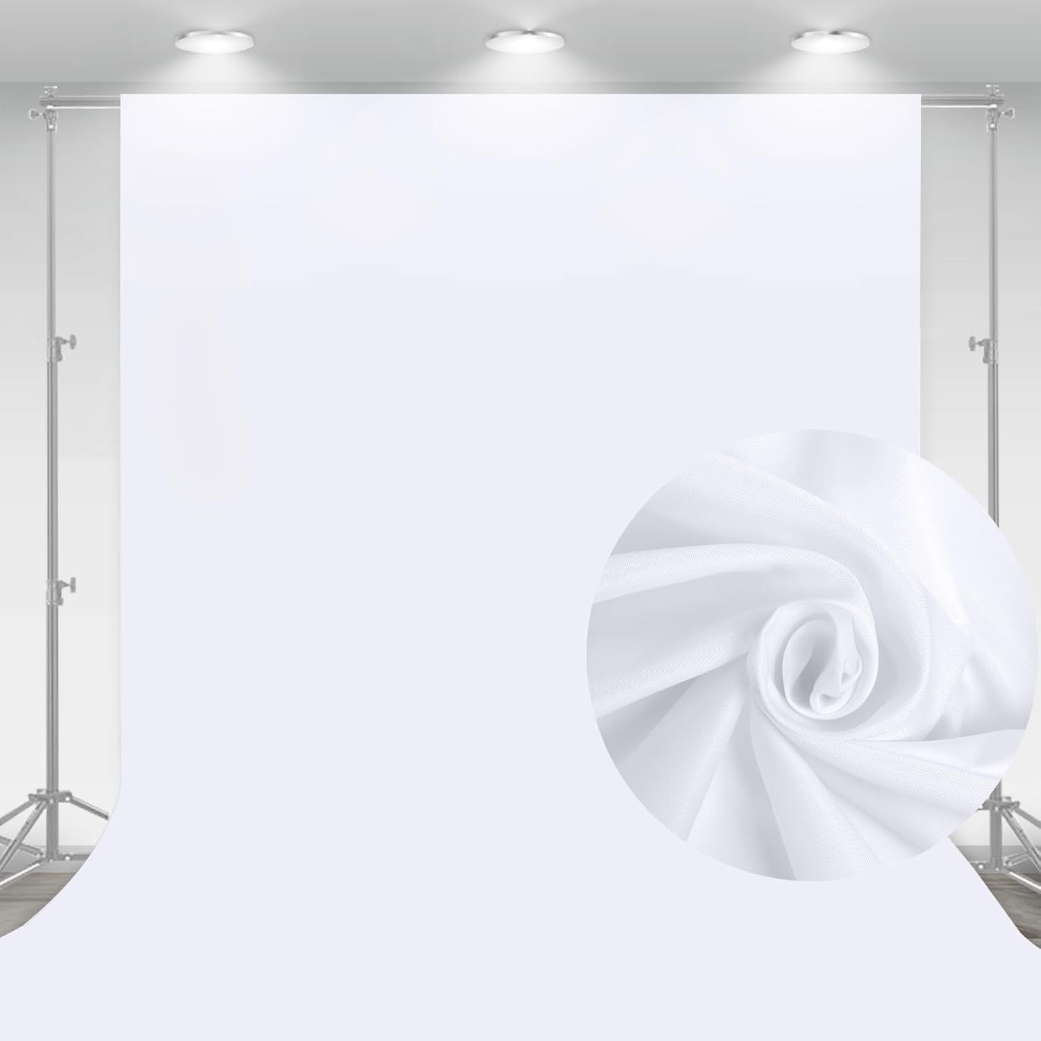 10 x 7 FT White Photography Backdrop, Non-Reflective Fabric for Photoshoots