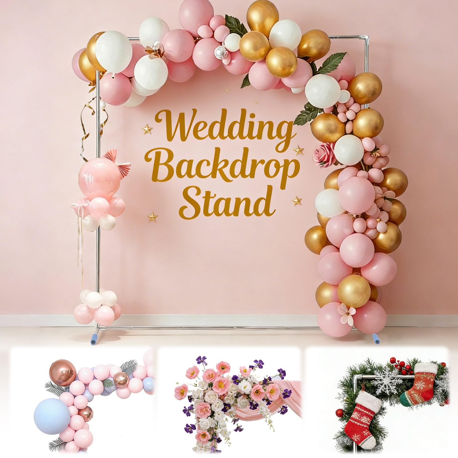 7x4ft Metal Arch Square Backdrop Stand Stainless Steel Wedding Party Decor